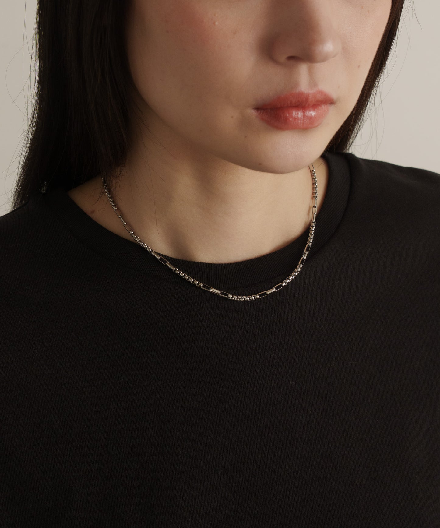 インターバルスクエアチェーンネックレス【Silver】