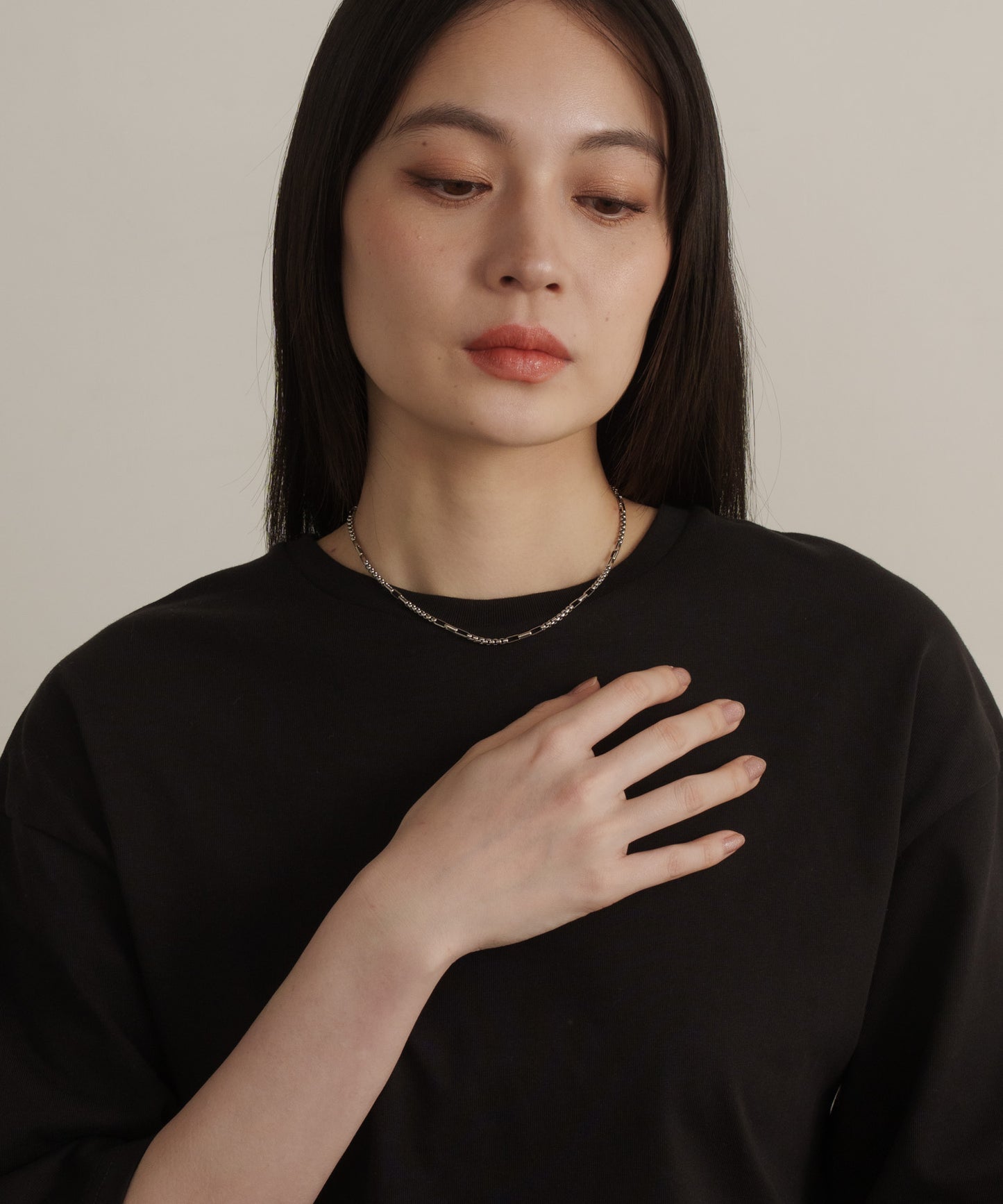 インターバルスクエアチェーンネックレス【Silver】