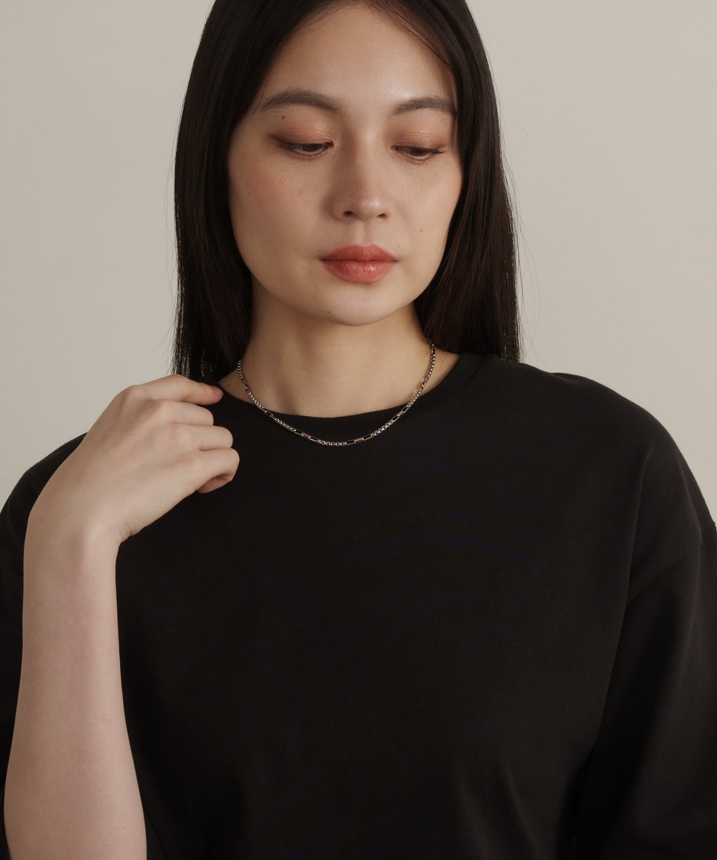 インターバルスクエアチェーンネックレス【Silver】