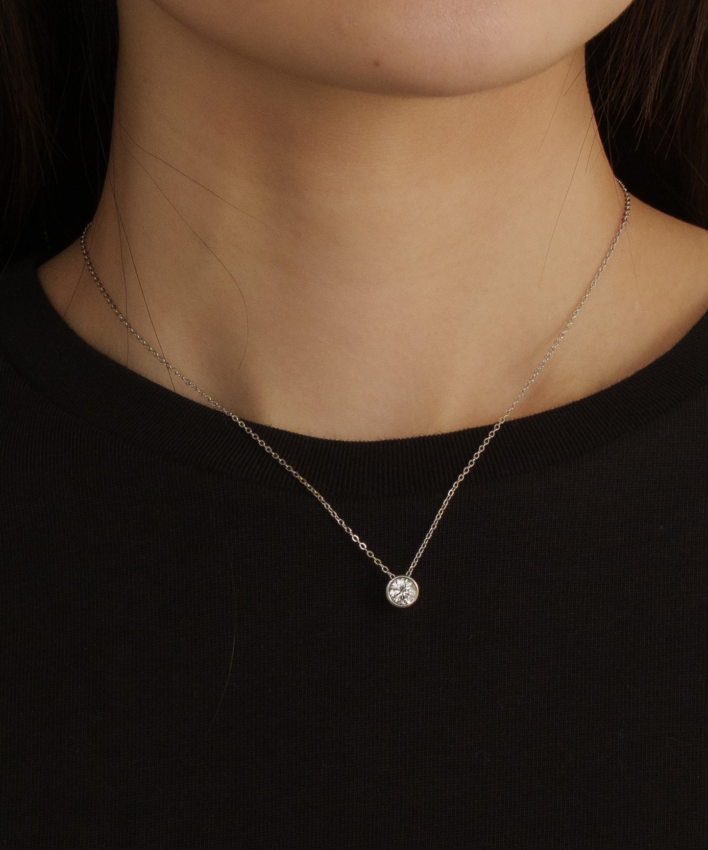 ベーシックラウンドカットストーンネックレス【Silver】