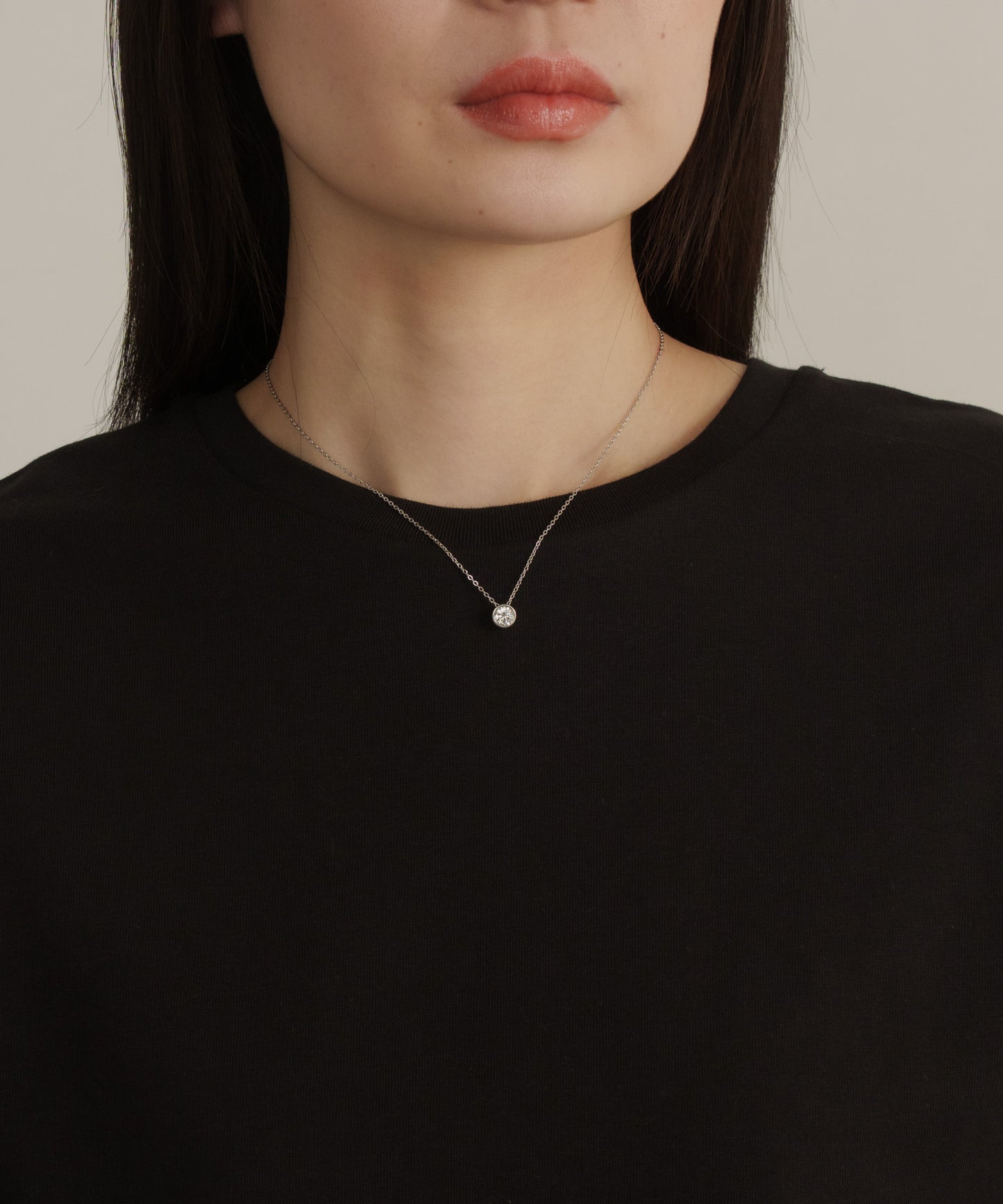 ベーシックラウンドカットストーンネックレス【Silver】