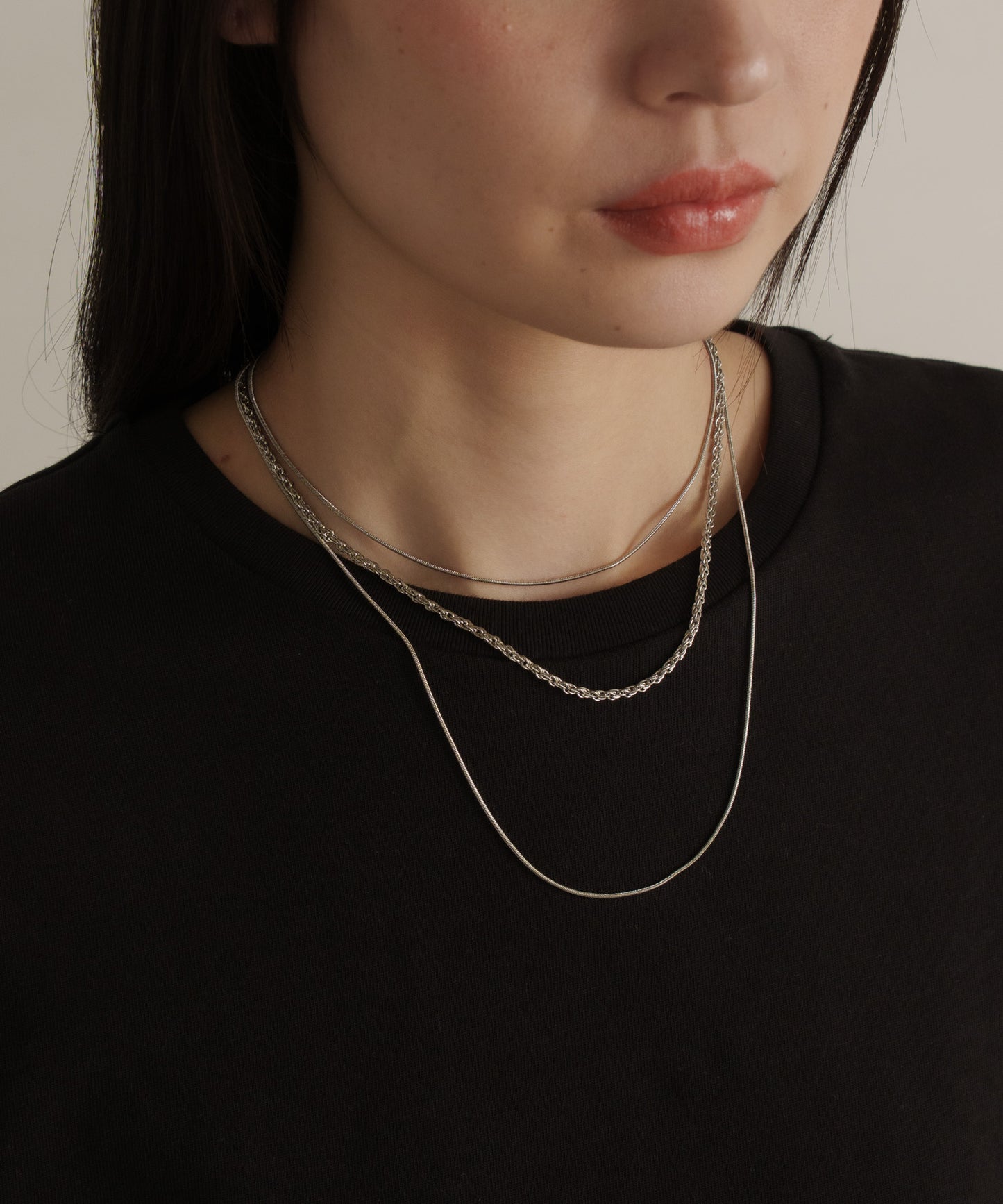 MIXチェーン3セットネックレス	【Silver】