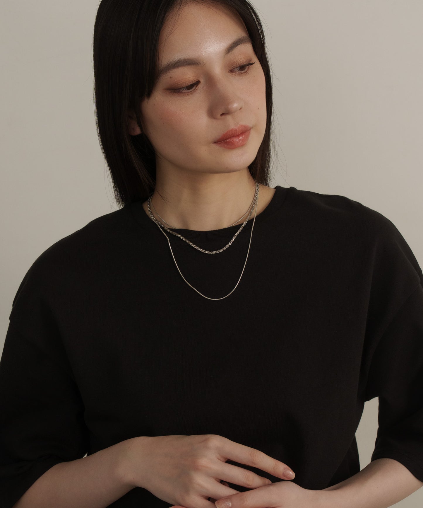 MIXチェーン3セットネックレス	【Silver】