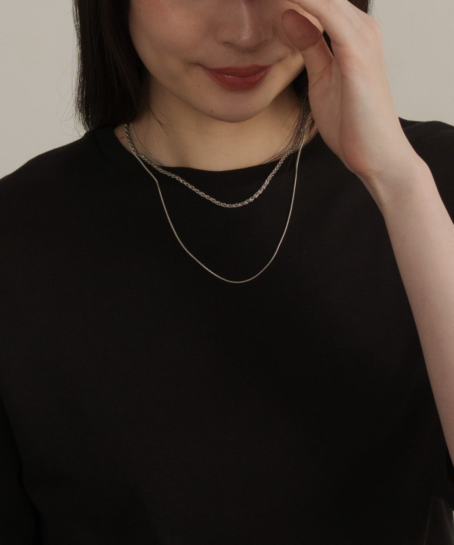 MIXチェーン3セットネックレス	【Silver】