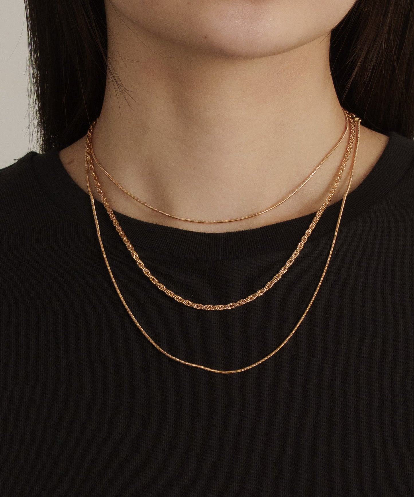 MIXチェーン3セットネックレス【Gold】