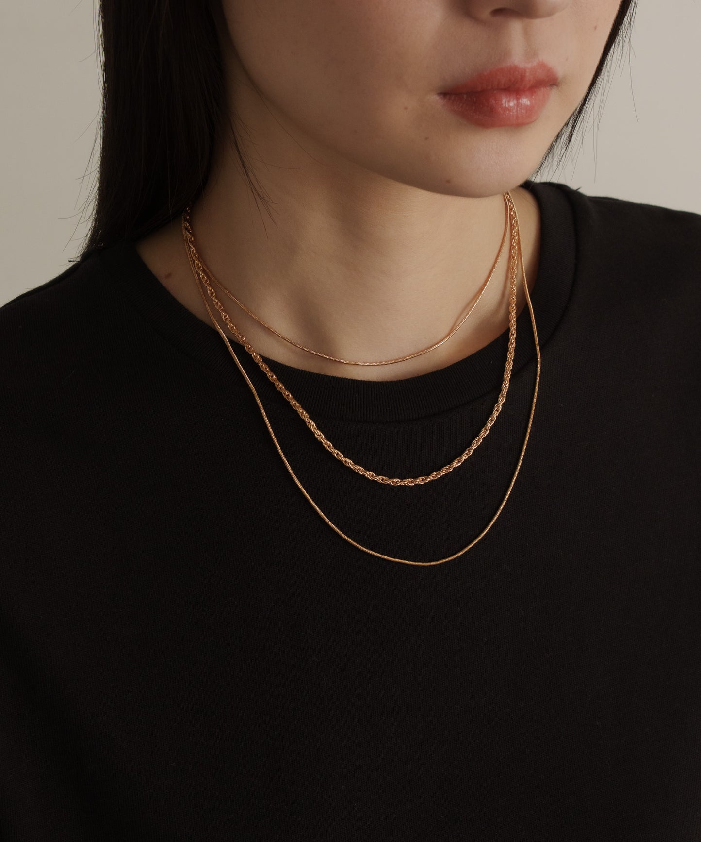 MIXチェーン3セットネックレス【Gold】