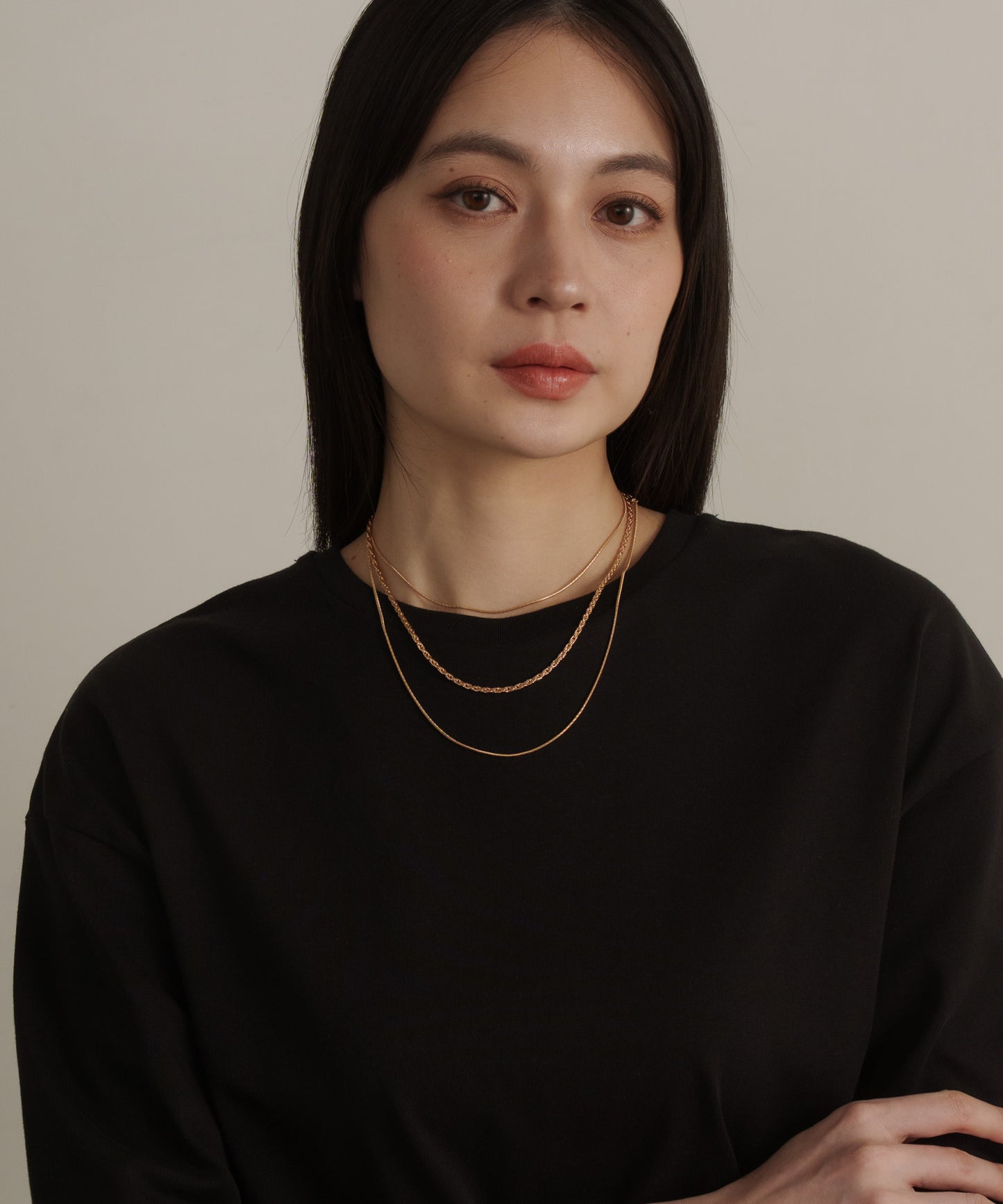 MIXチェーン3セットネックレス【Gold】