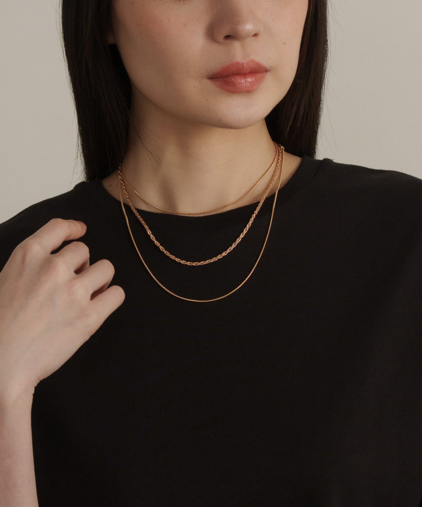 MIXチェーン3セットネックレス【Gold】