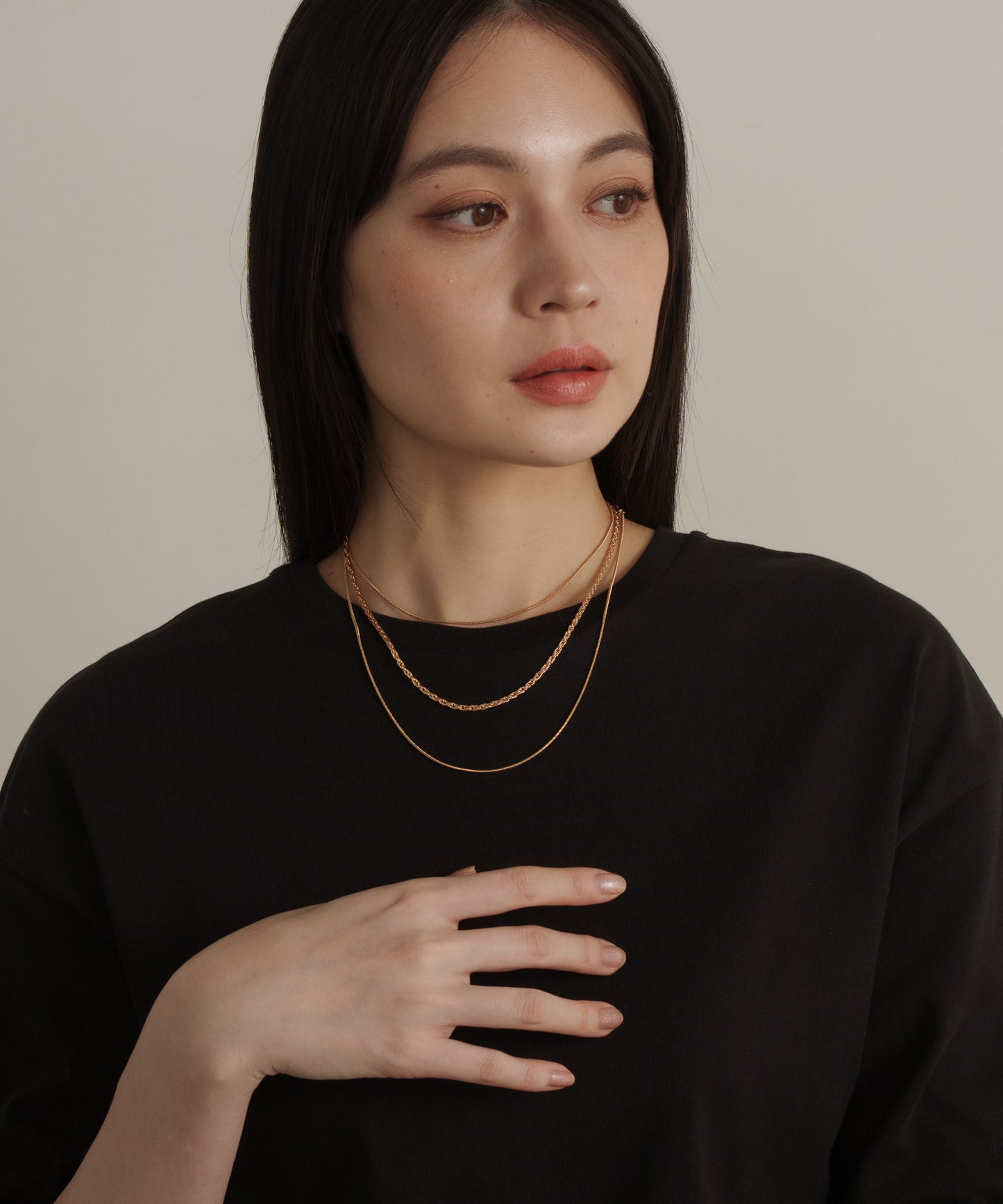 MIXチェーン3セットネックレス【Gold】