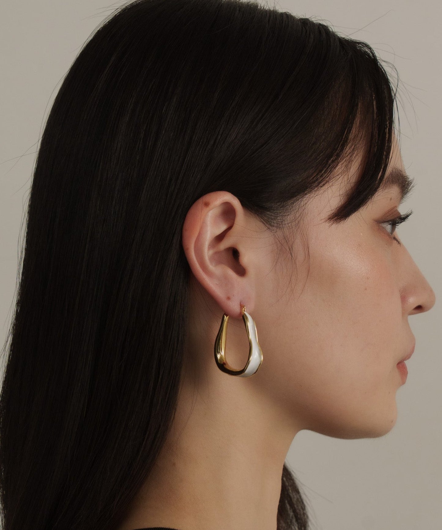 カラーラインワープドピアス			【Gold×White】