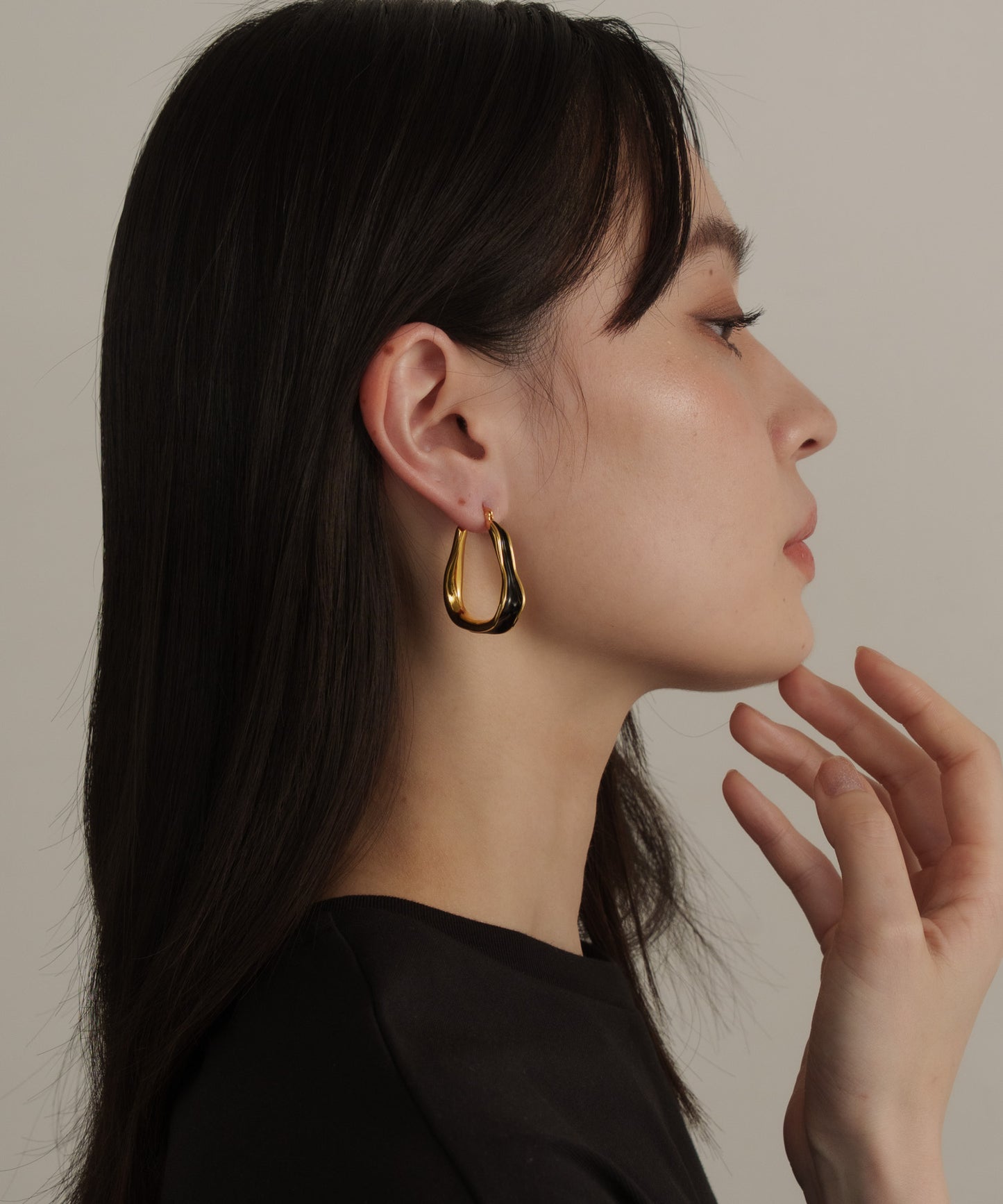 カラーラインワープドピアス			【Gold×Black】