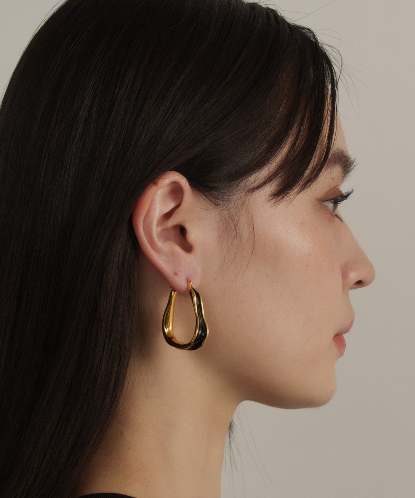 カラーラインワープドピアス			【Gold×Black】