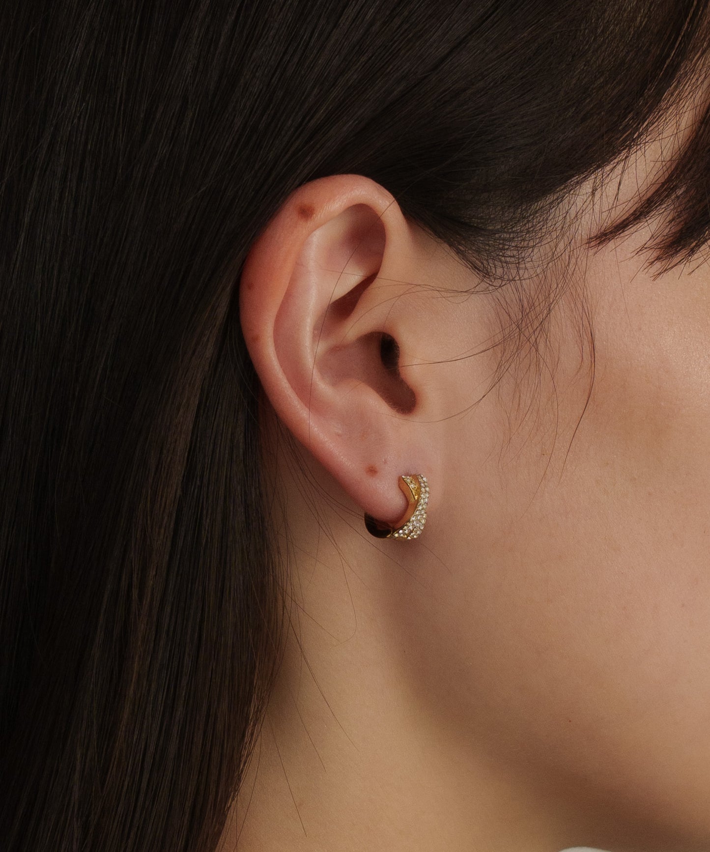 クロスストーンスモールピアス【Gold】