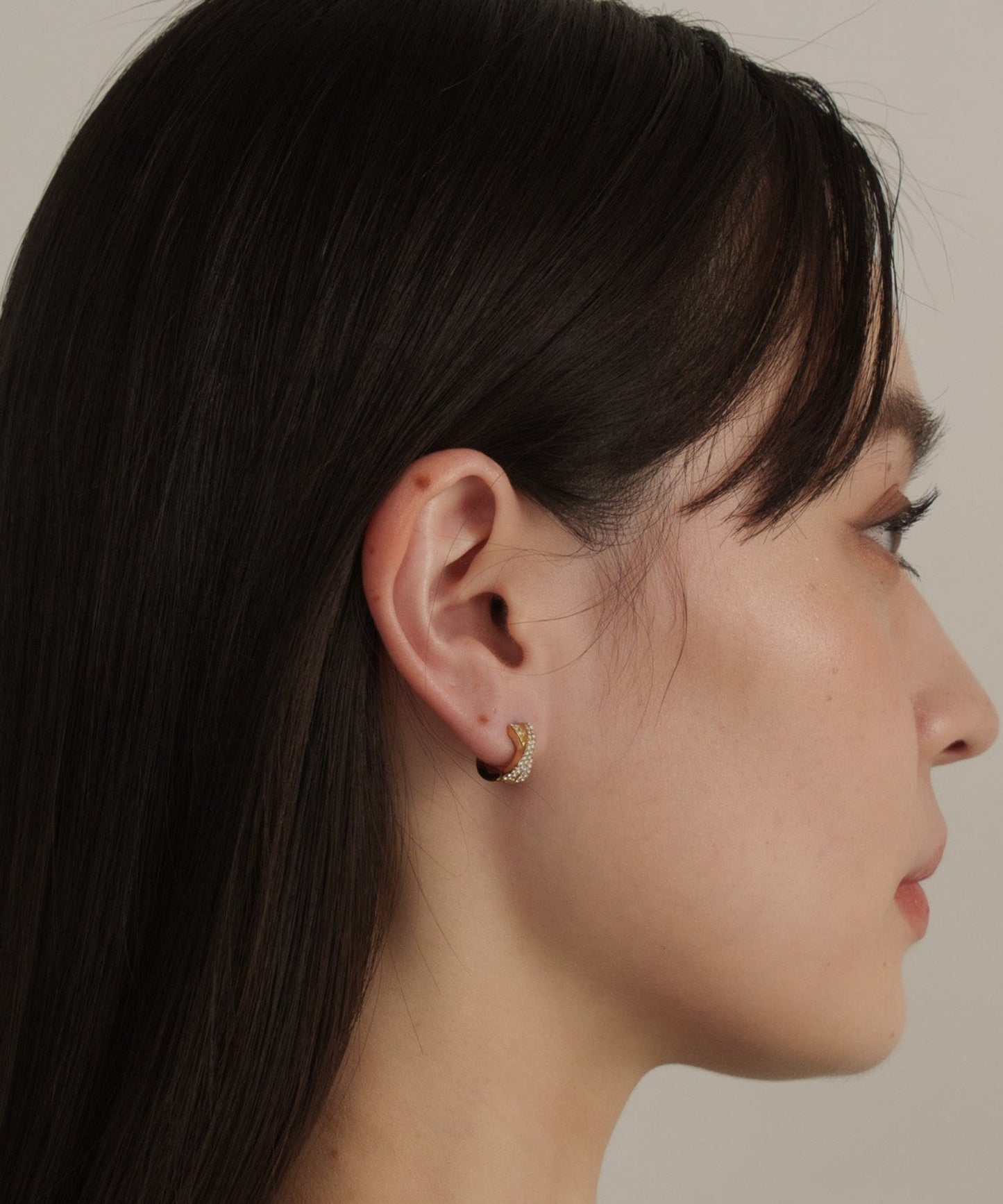 クロスストーンスモールピアス【Gold】