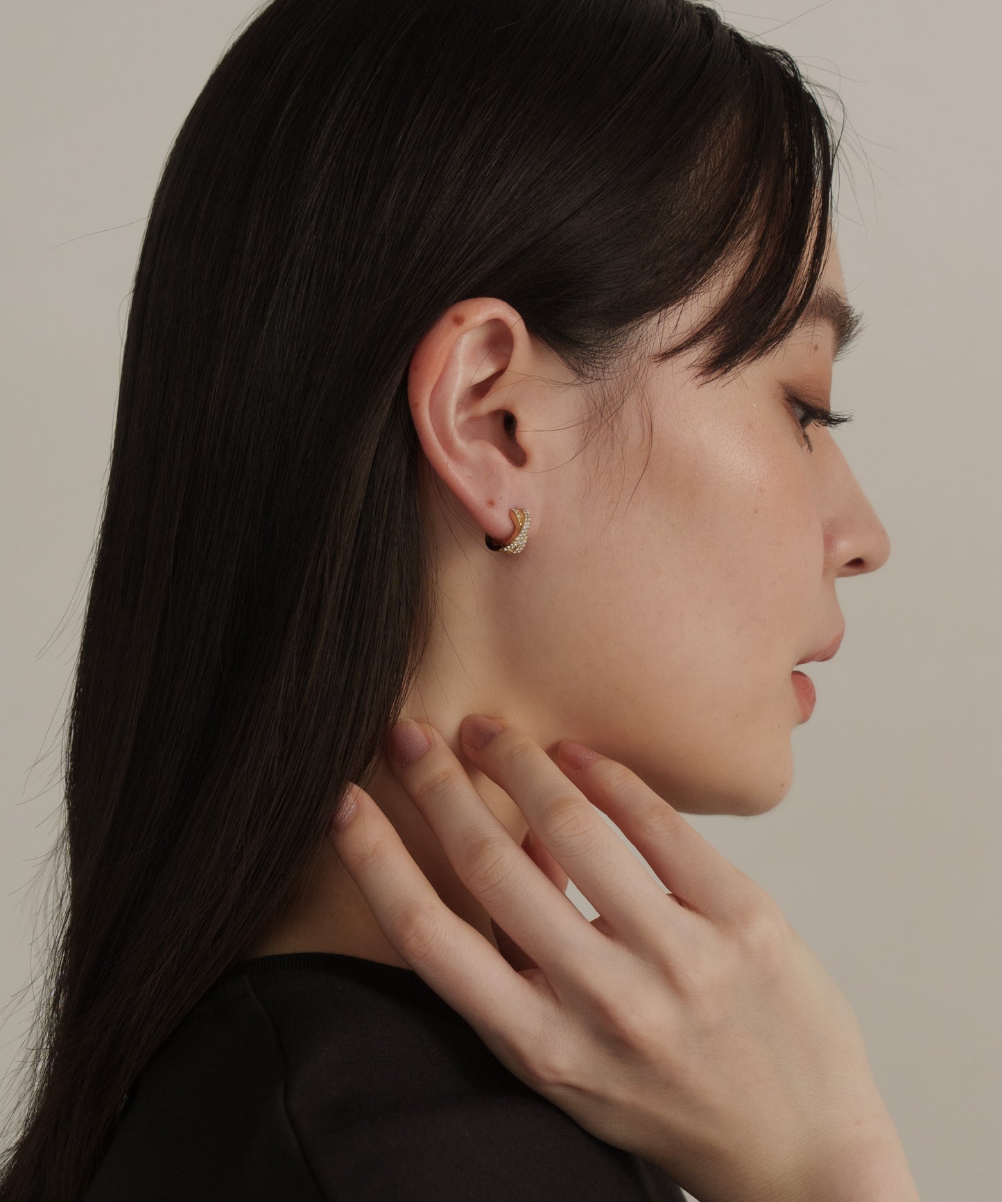 クロスストーンスモールピアス【Gold】