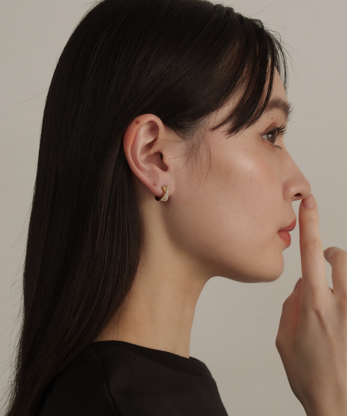 クロスストーンスモールピアス【Gold】