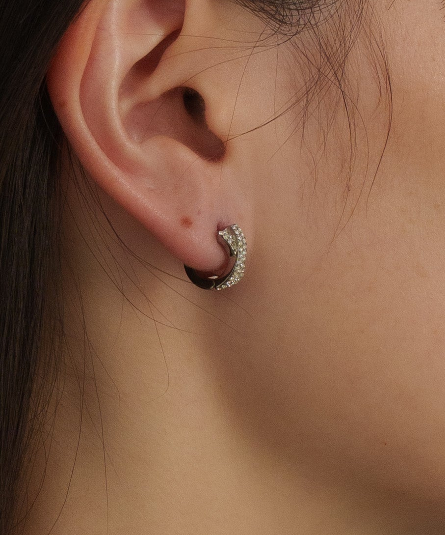 クロスストーンスモールピアス【Silver】