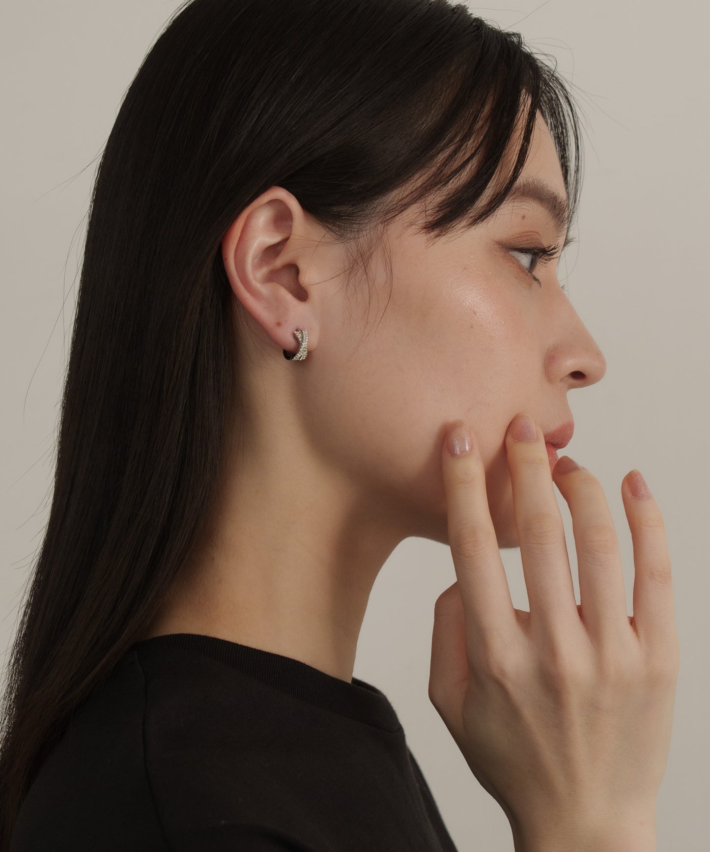 クロスストーンスモールピアス【Silver】