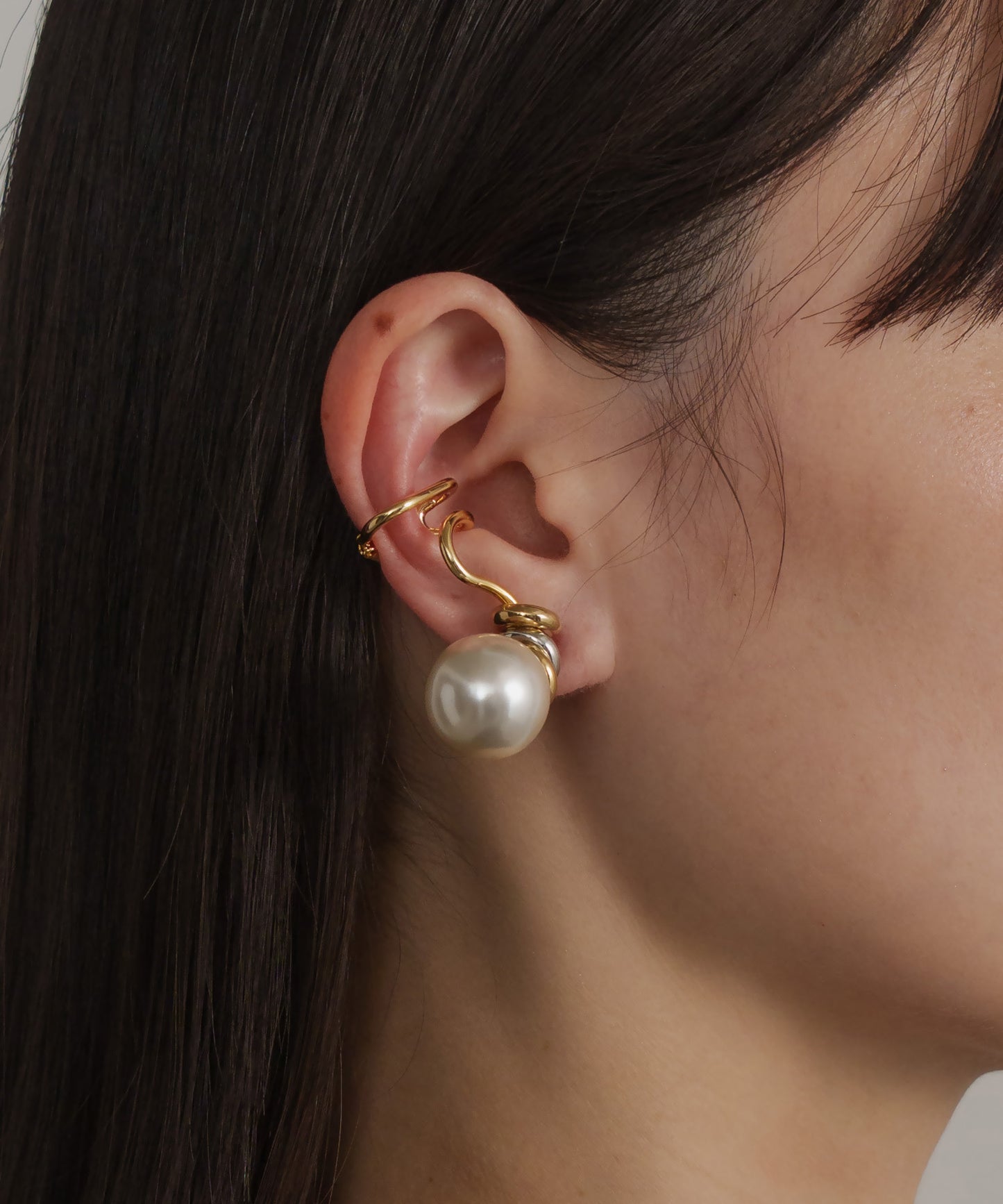 パールライクツイストイヤーカフセット(両耳)【Gold】