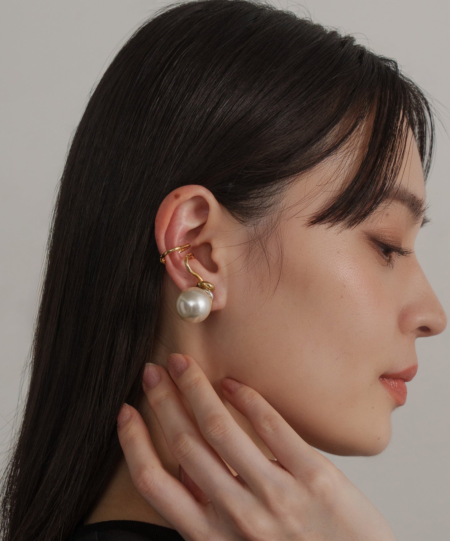 パールライクツイストイヤーカフセット(両耳)【Gold】