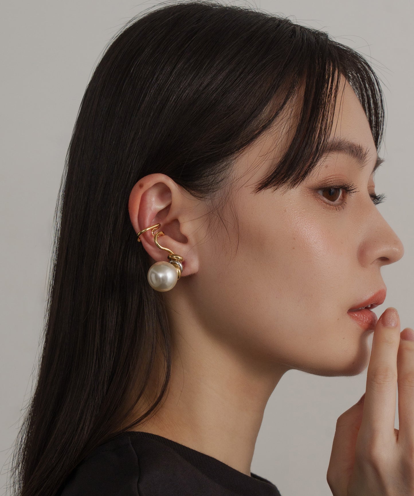 パールライクツイストイヤーカフ(右用)【Gold】