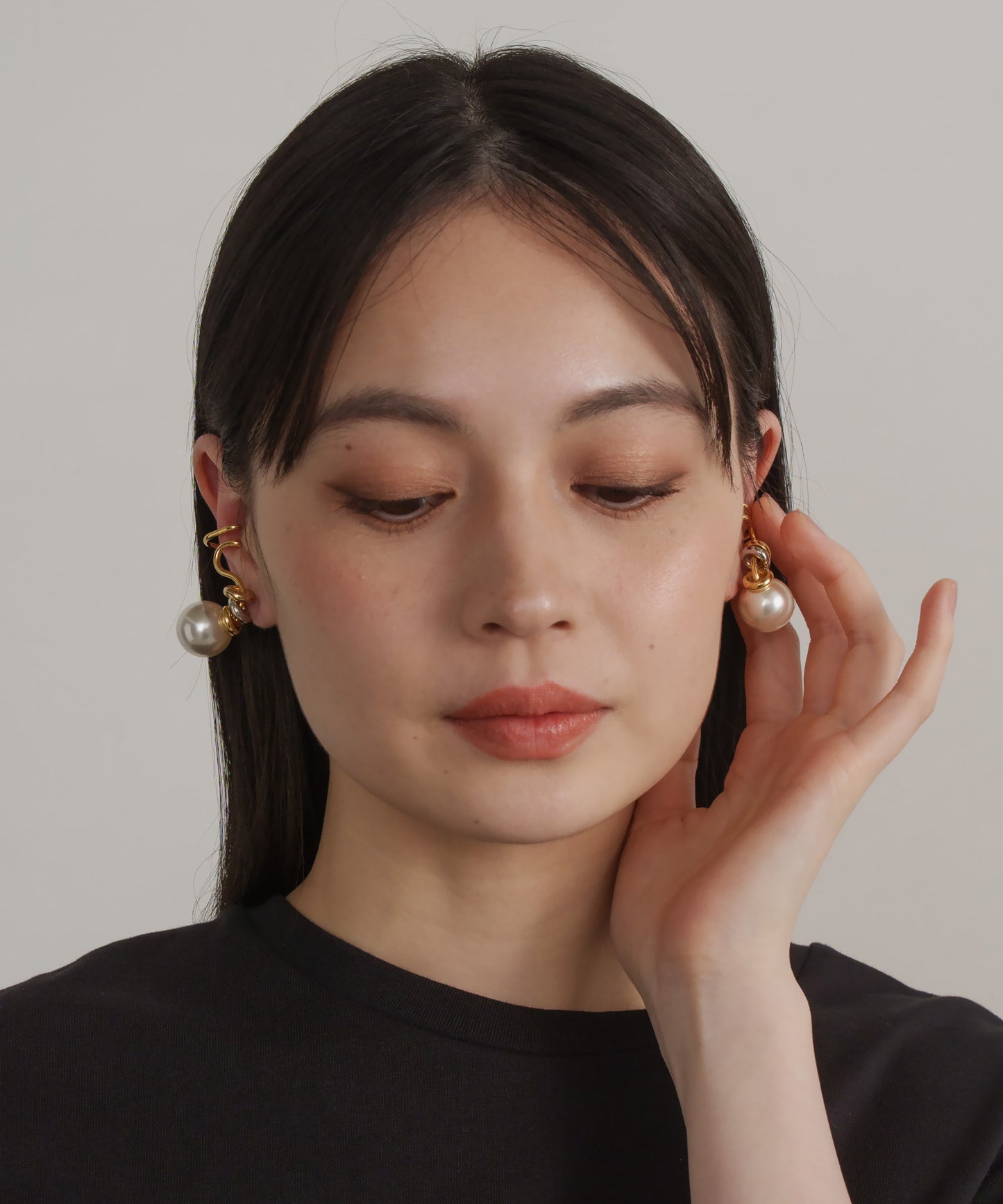 パールライクツイストイヤーカフセット(両耳)【Gold】