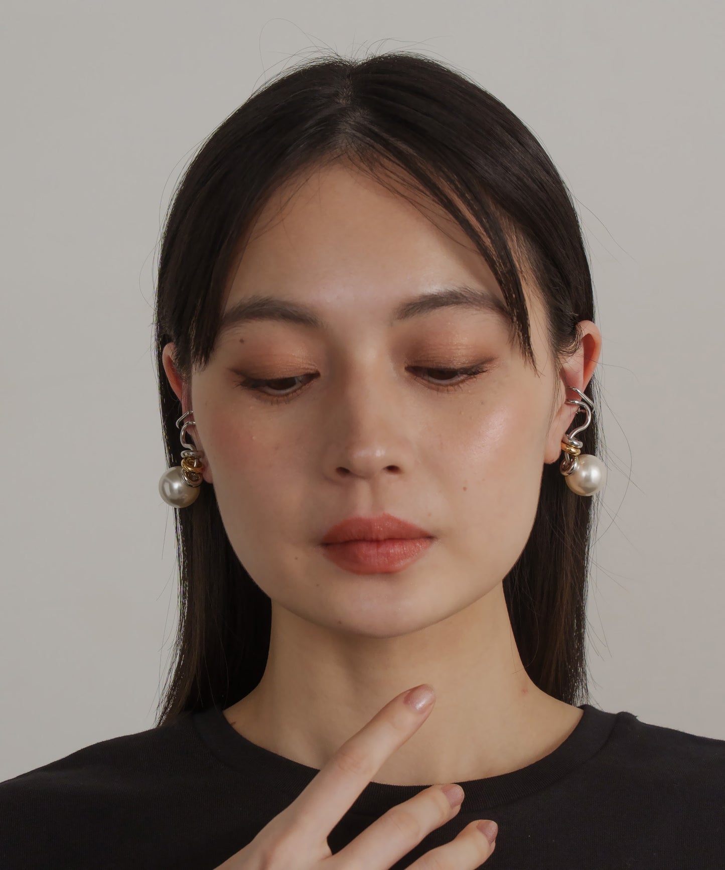 パールライクツイストイヤーカフセット(両耳)【Silver】