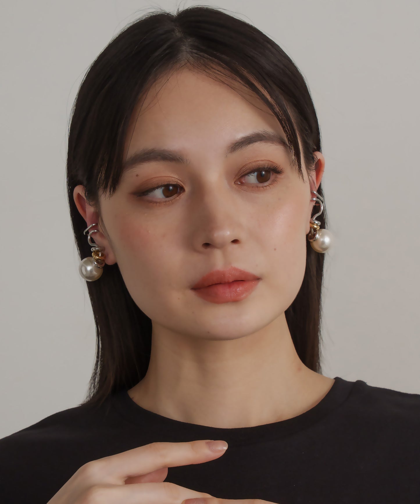 パールライクツイストイヤーカフセット(両耳)【Silver】