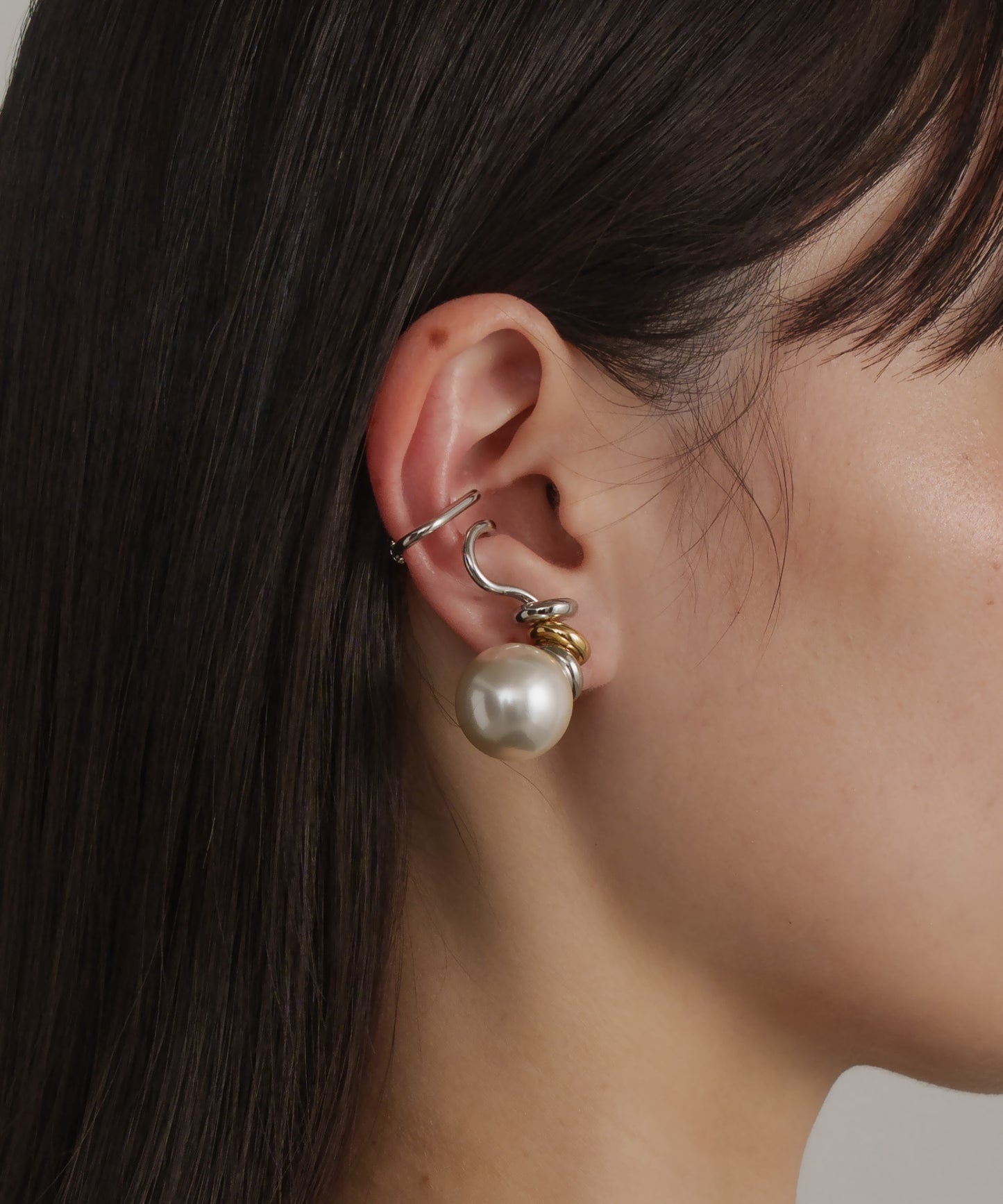 パールライクツイストイヤーカフセット(両耳)【Silver】