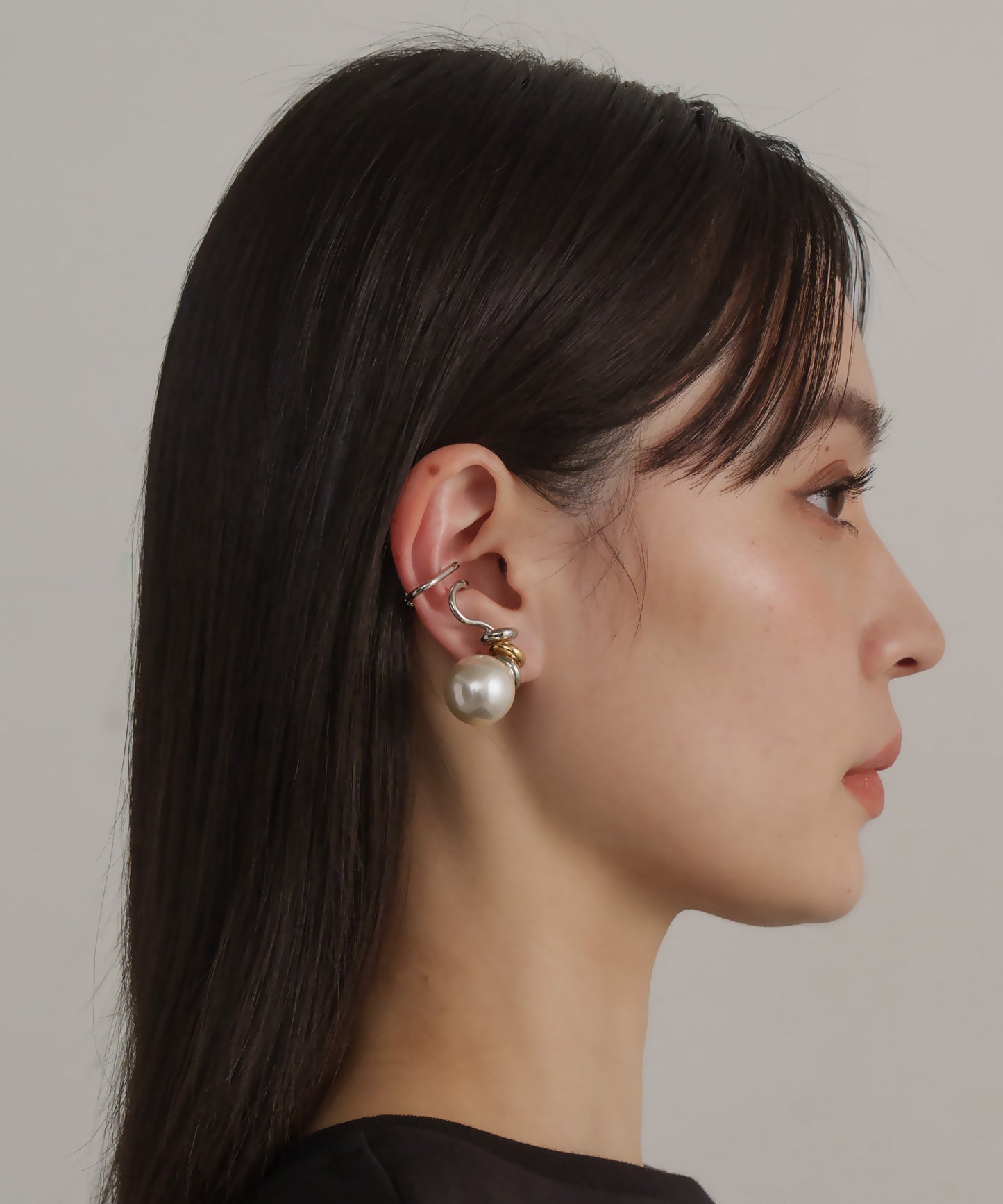 パールライクツイストイヤーカフセット(両耳)【Silver】