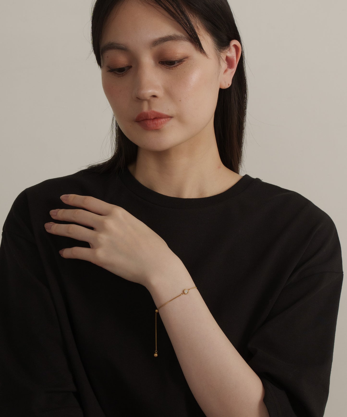 ワンストーンベネチアンチェーンブレスレット【Gold】