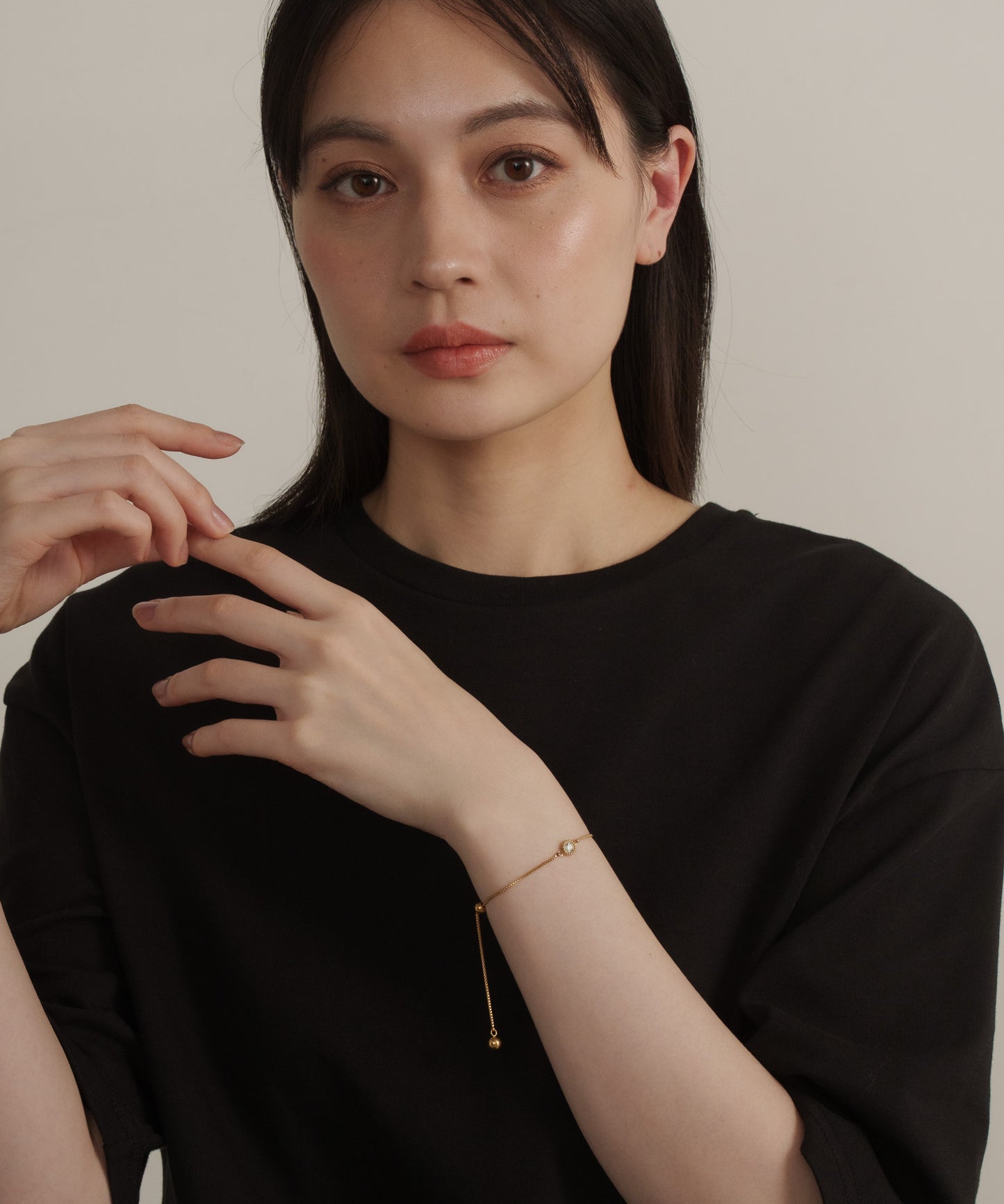 ワンストーンベネチアンチェーンブレスレット【Gold】