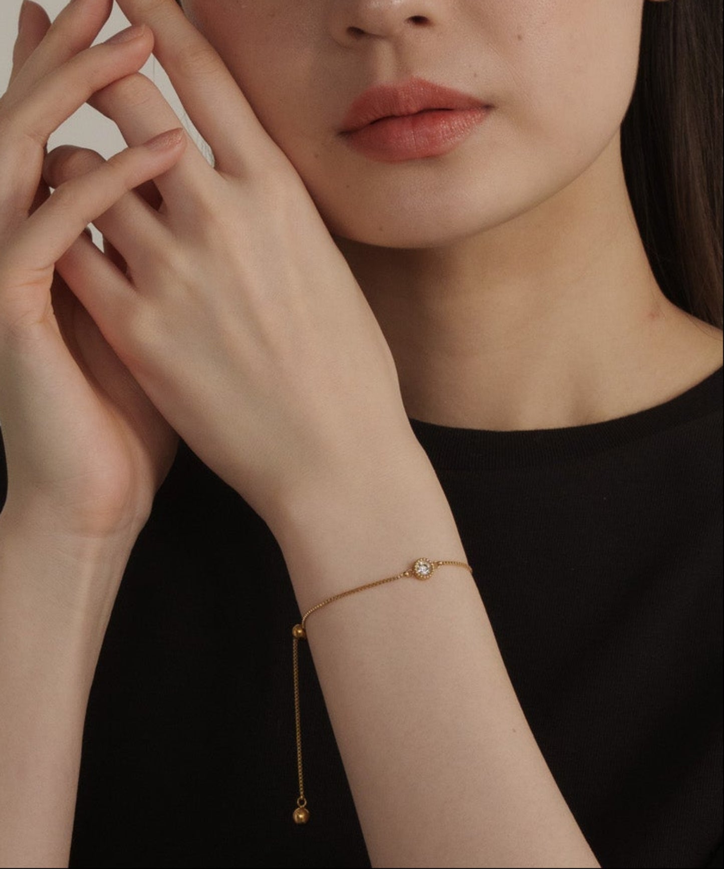 ワンストーンベネチアンチェーンブレスレット【Gold】