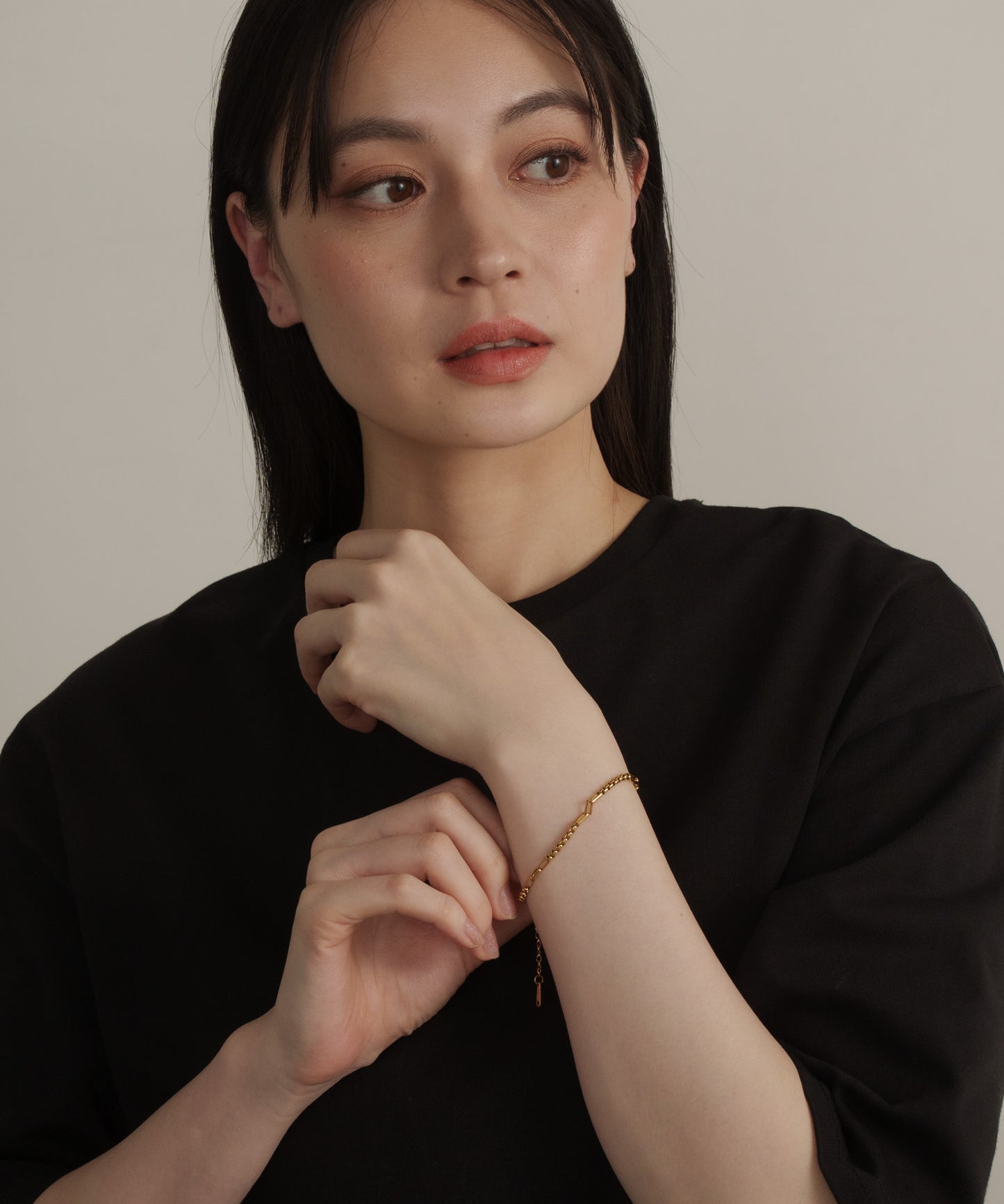 インターバルスクエアチェーンブレスレット【Gold】