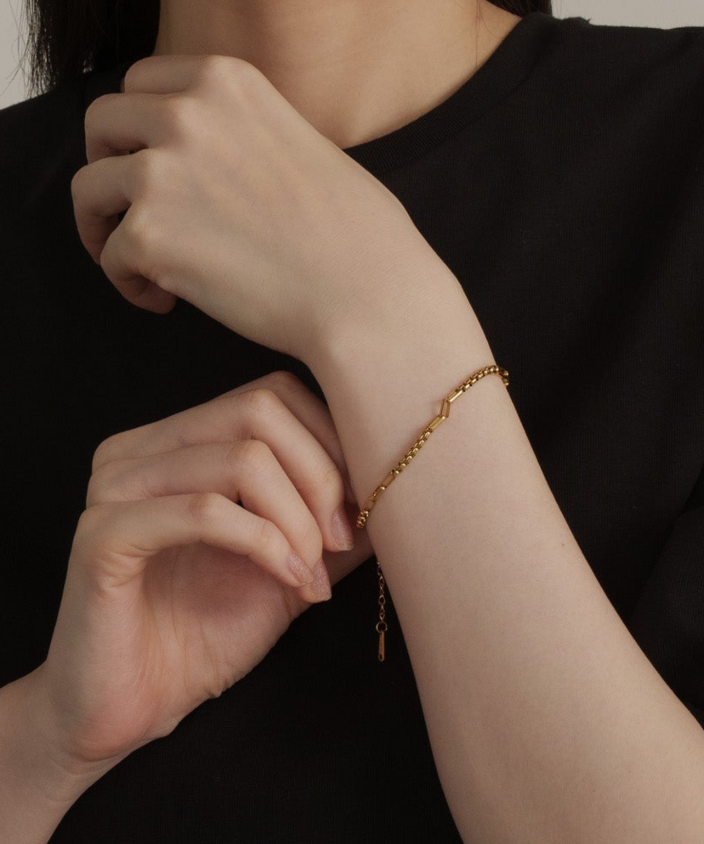 インターバルスクエアチェーンブレスレット【Gold】