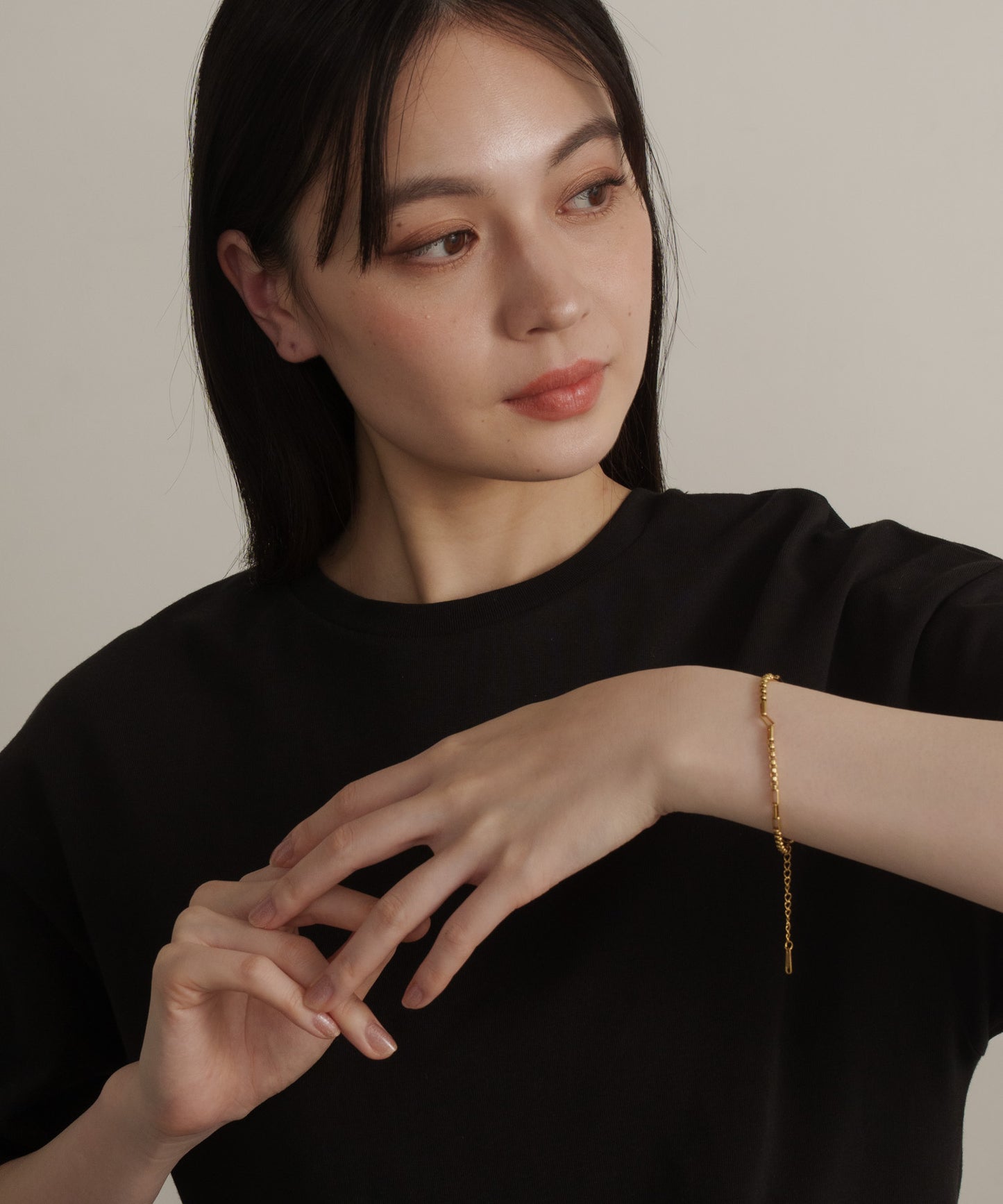 インターバルスクエアチェーンブレスレット【Gold】