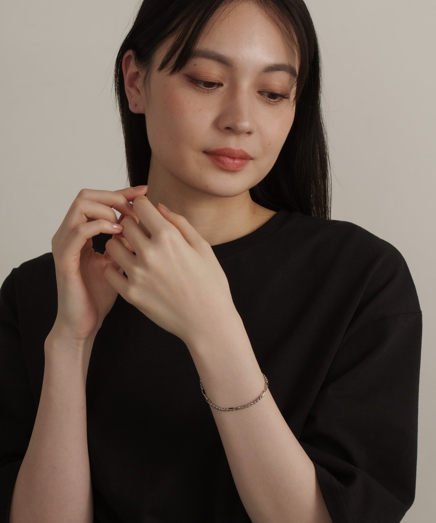 インターバルスクエアチェーンブレスレット【Silver】