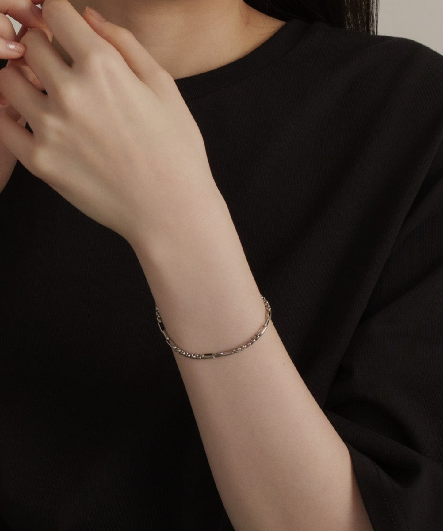 インターバルスクエアチェーンブレスレット【Silver】