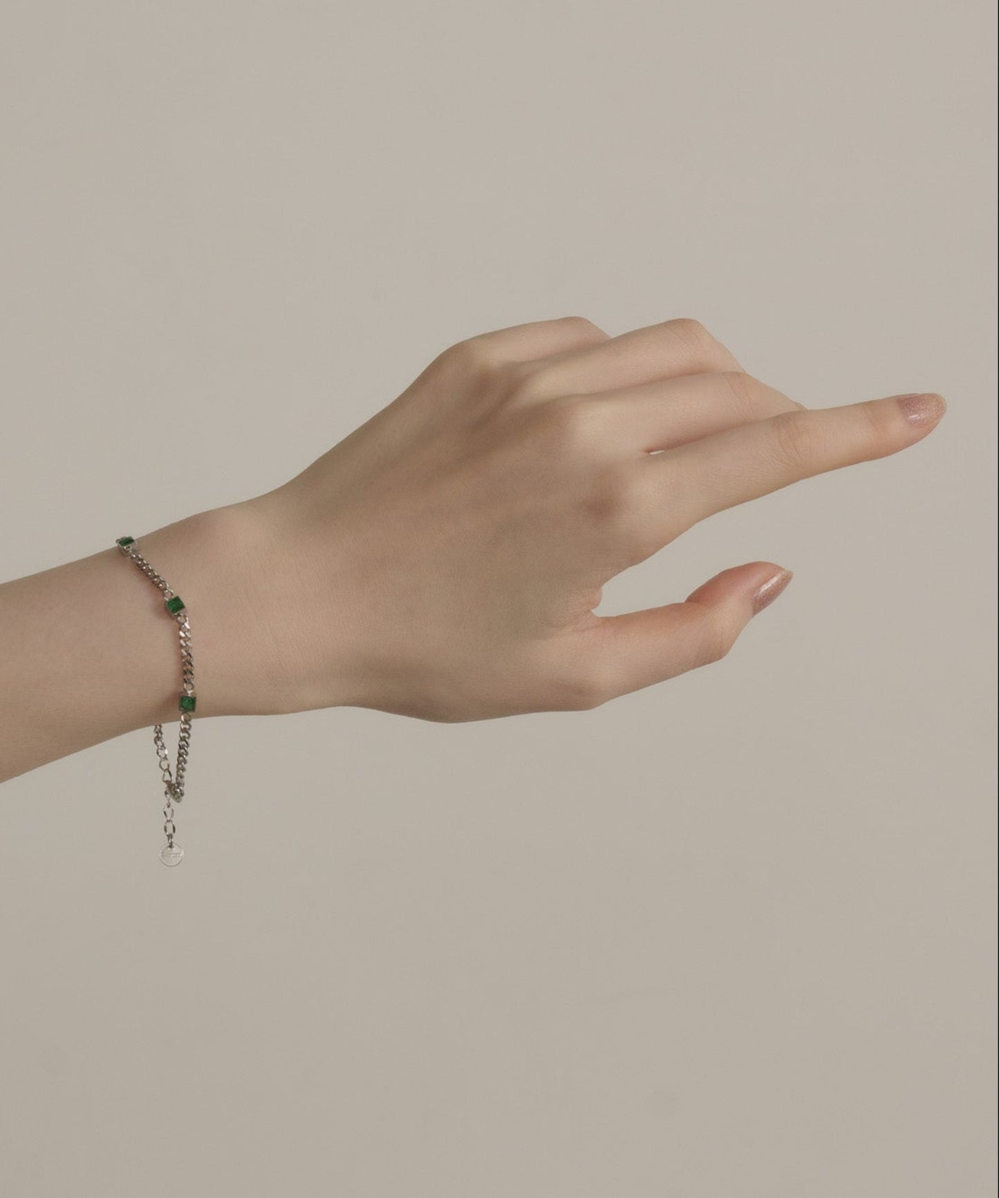 グリーンスクエアストーンブレスレット			【Silver×Green】