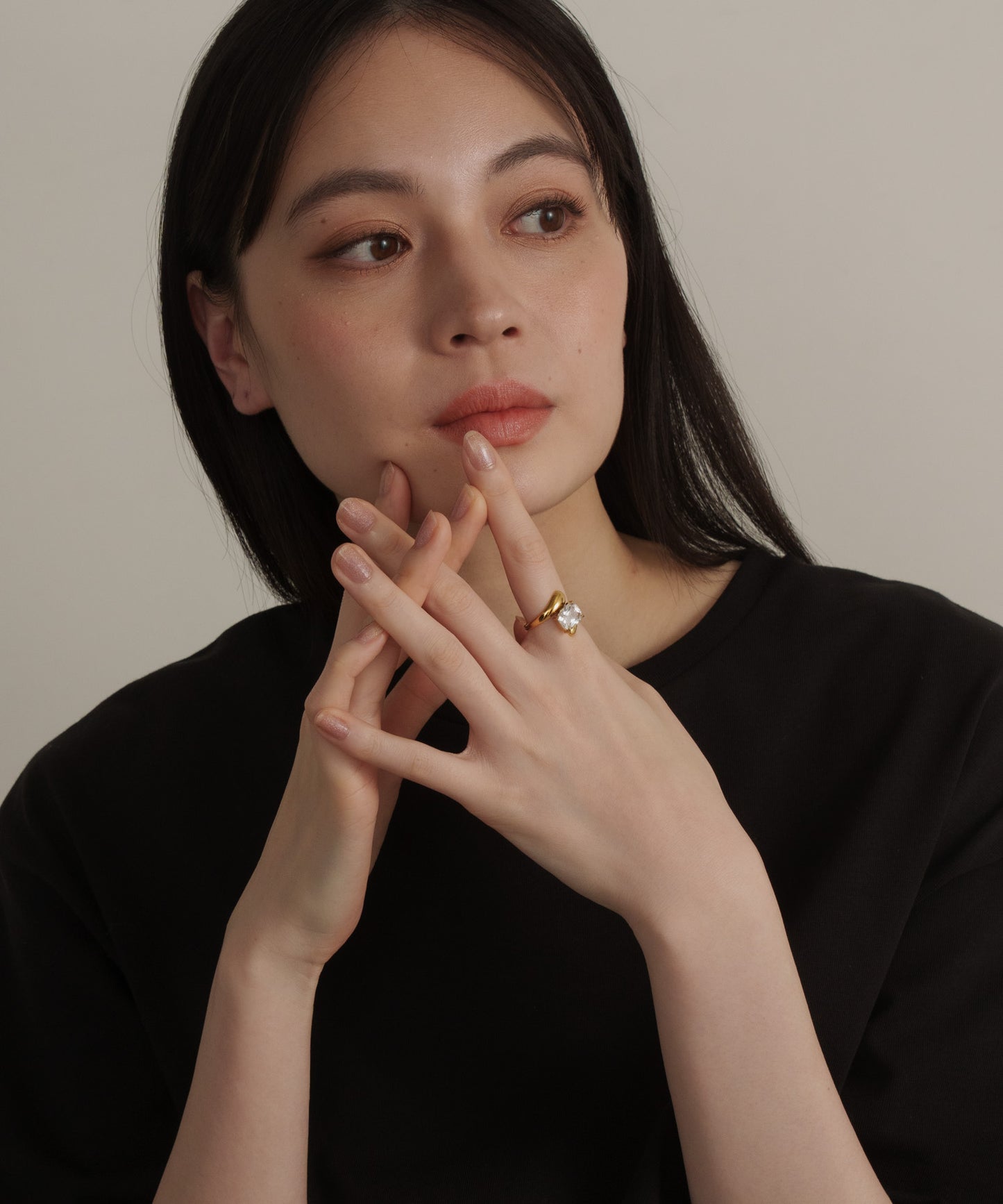 ラップアラウンドストーンリング【Gold】