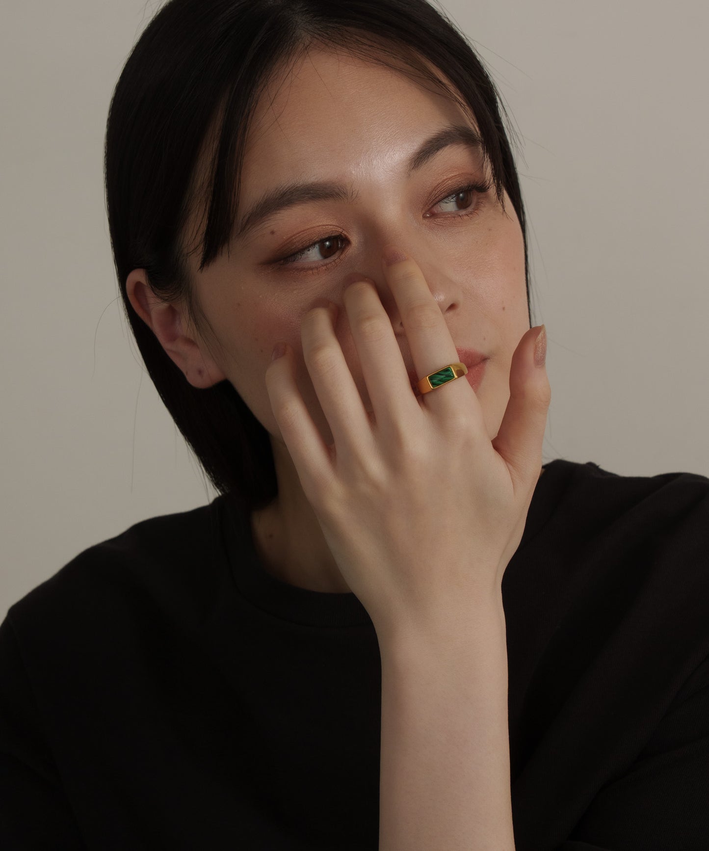 レクタングルストーンリング【Gold×Green】