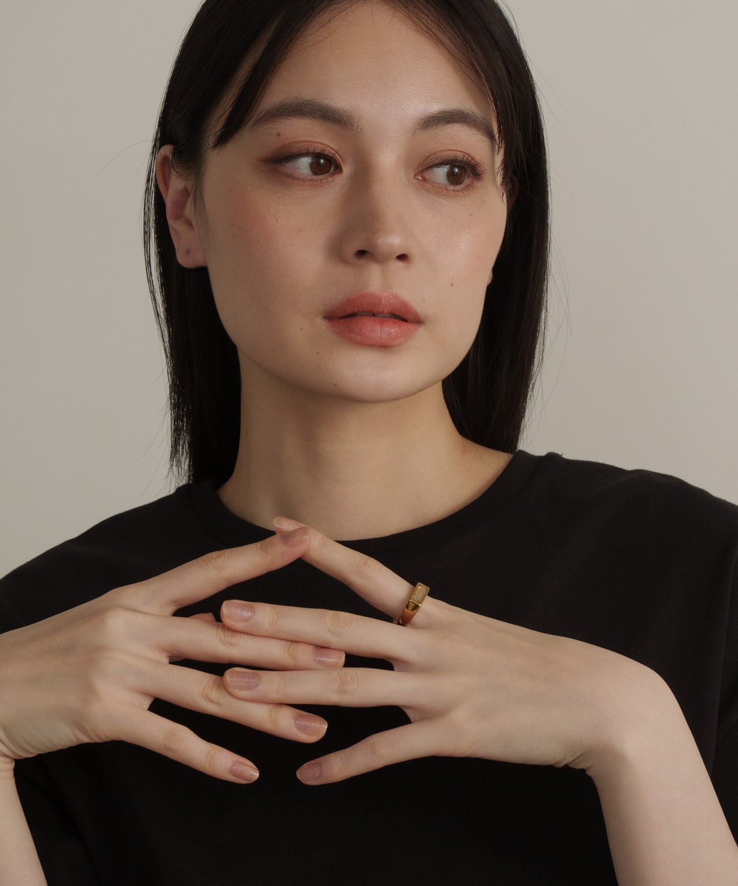 レクタングルストーンリング【Gold×Clear】