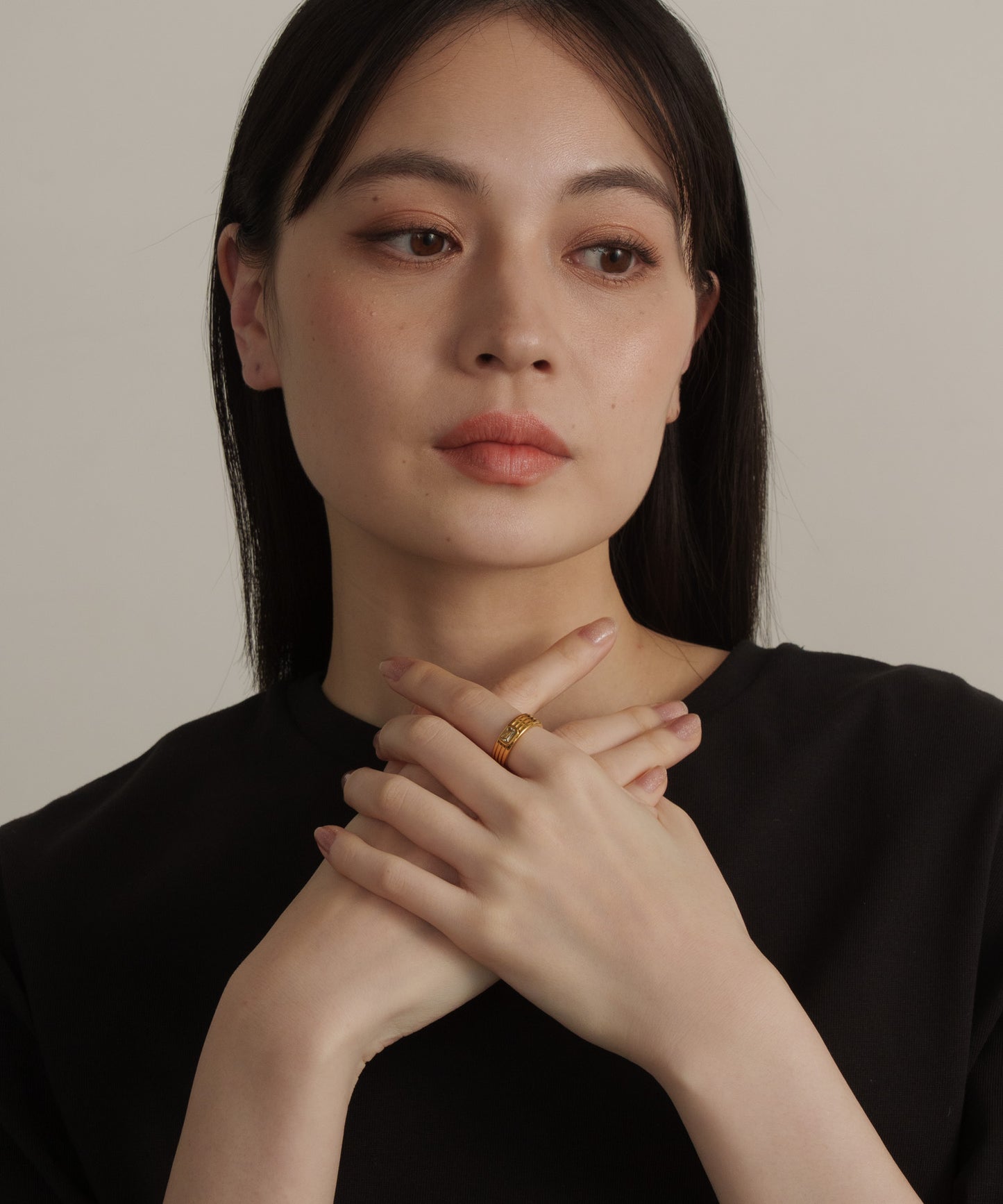 ストーンヴィンテージラインリング【Gold×Clear】