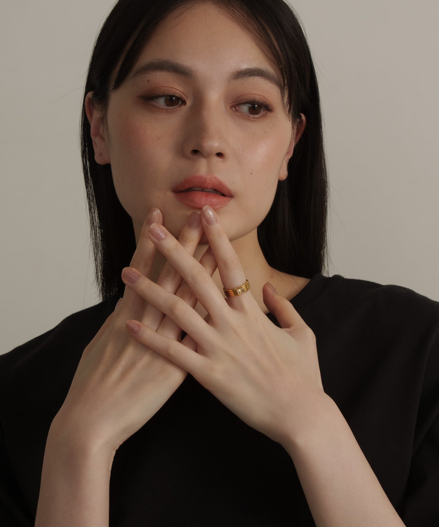 ストーンヴィンテージラインリング【Gold×Clear】