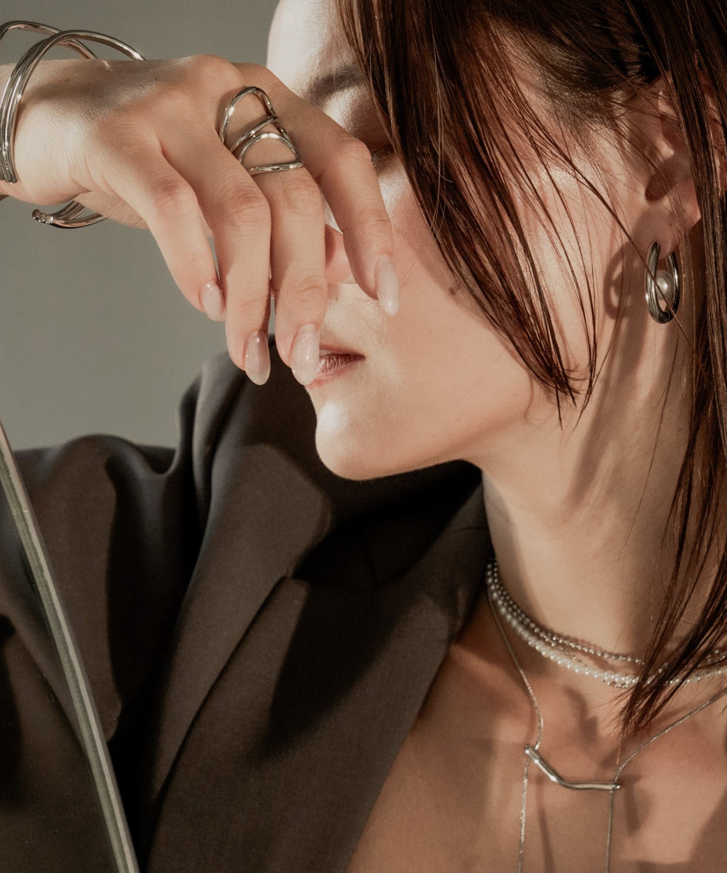 サークルセンターパールピアス【Silver】