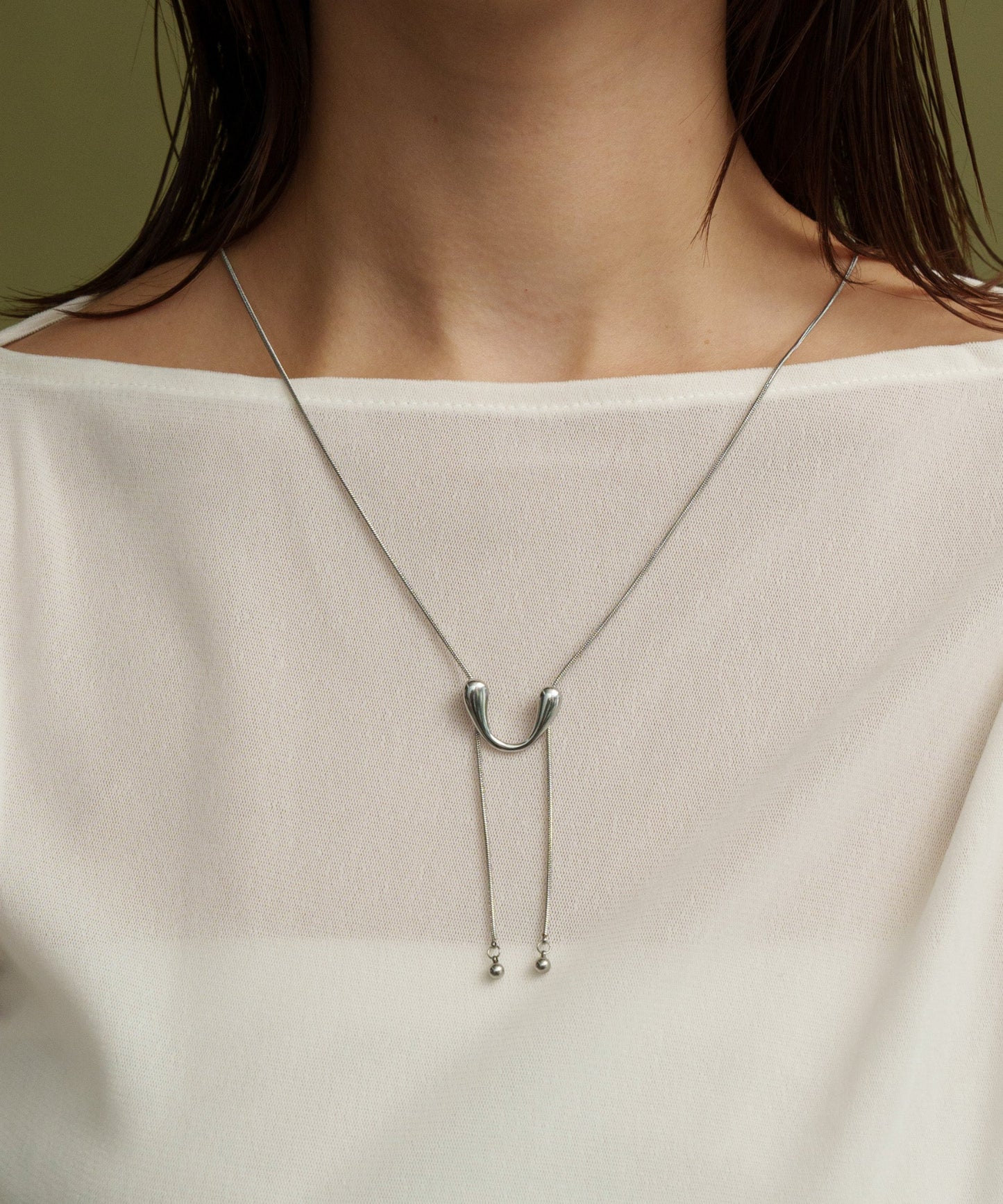 Uプレートループタイネックレス【Silver】