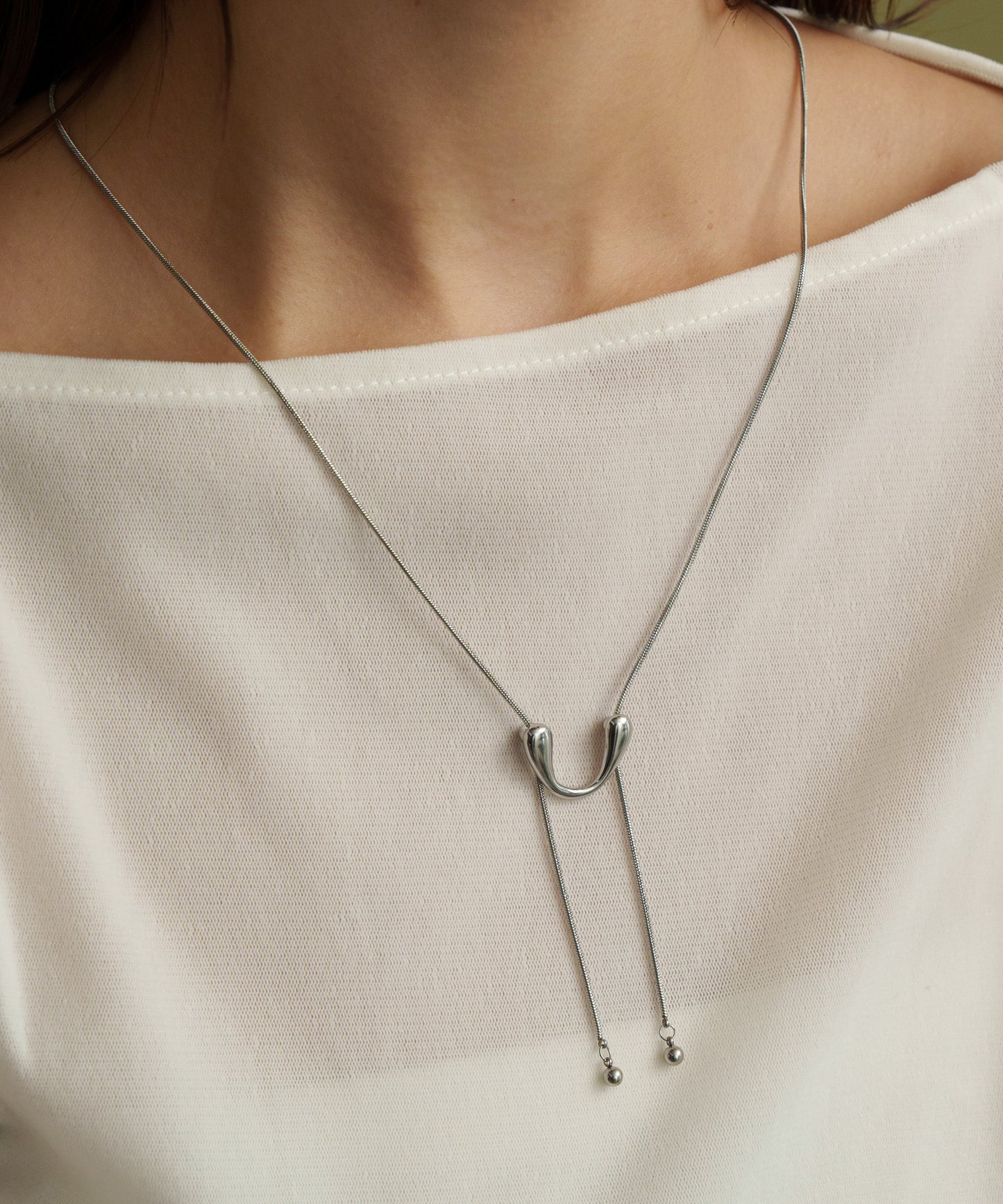 Uプレートループタイネックレス【Silver】