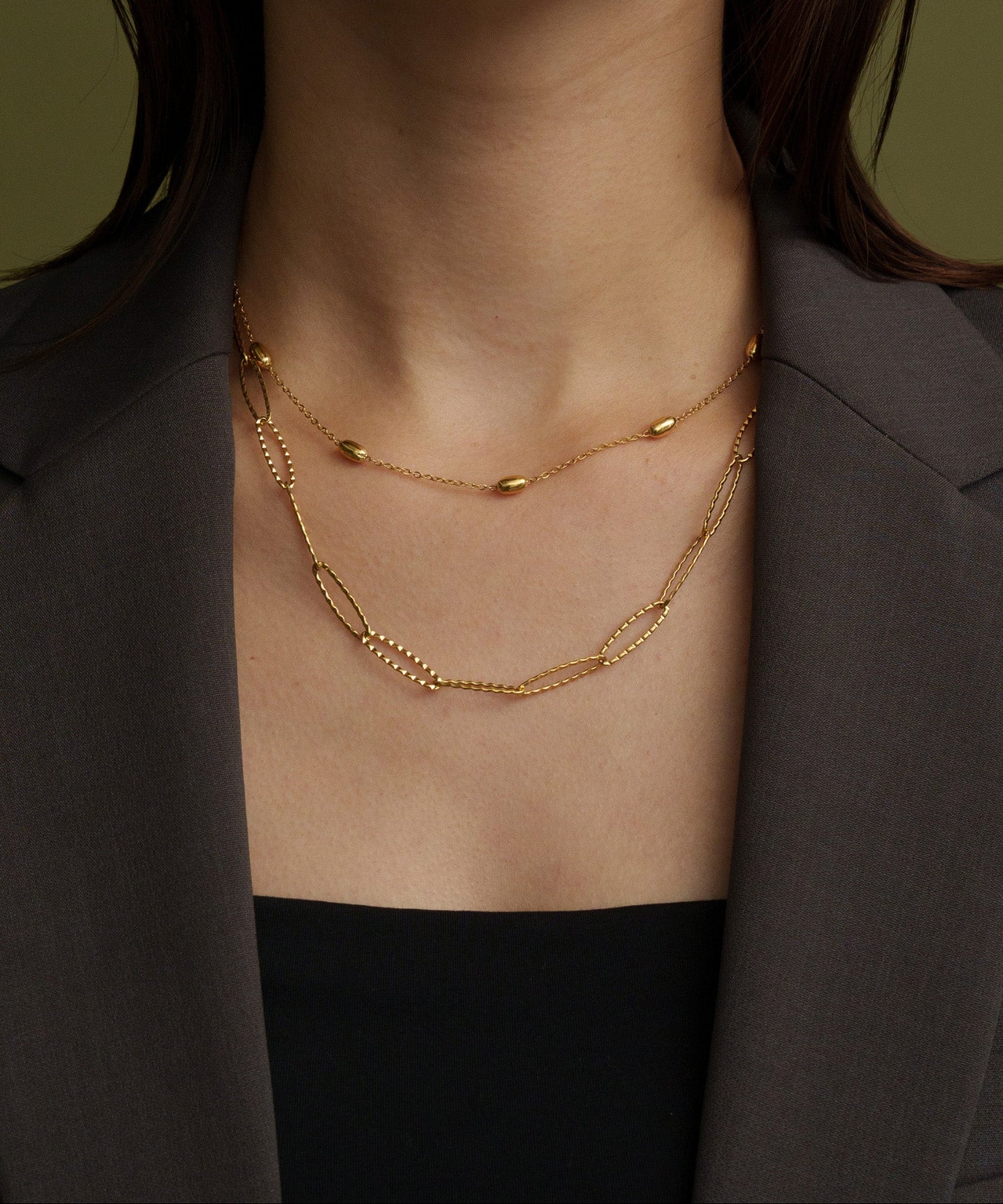 オーバルインターバルチェーンネックレス【Gold】 | tok