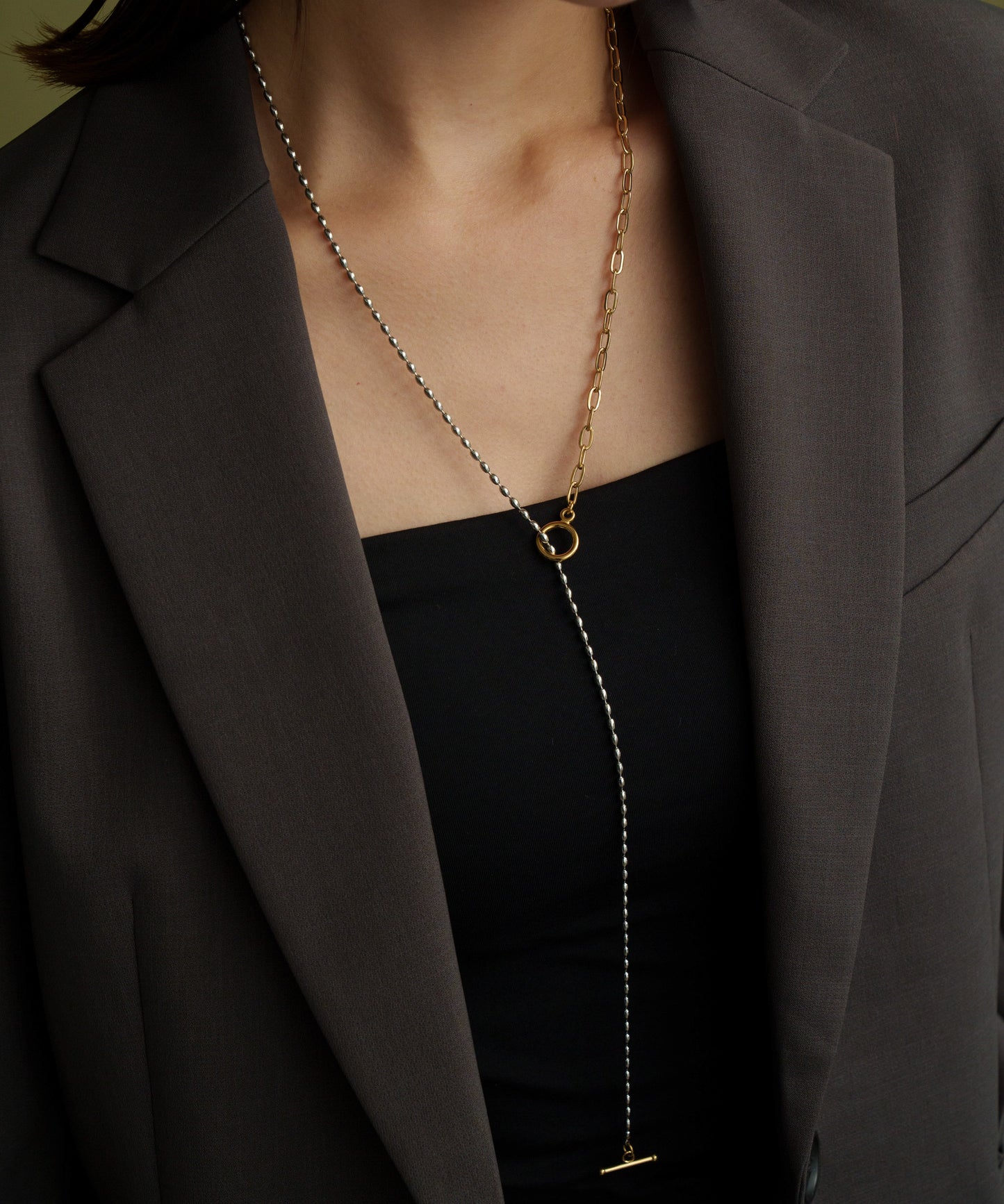 MIXパーツY字ロングネックレス【Mix】