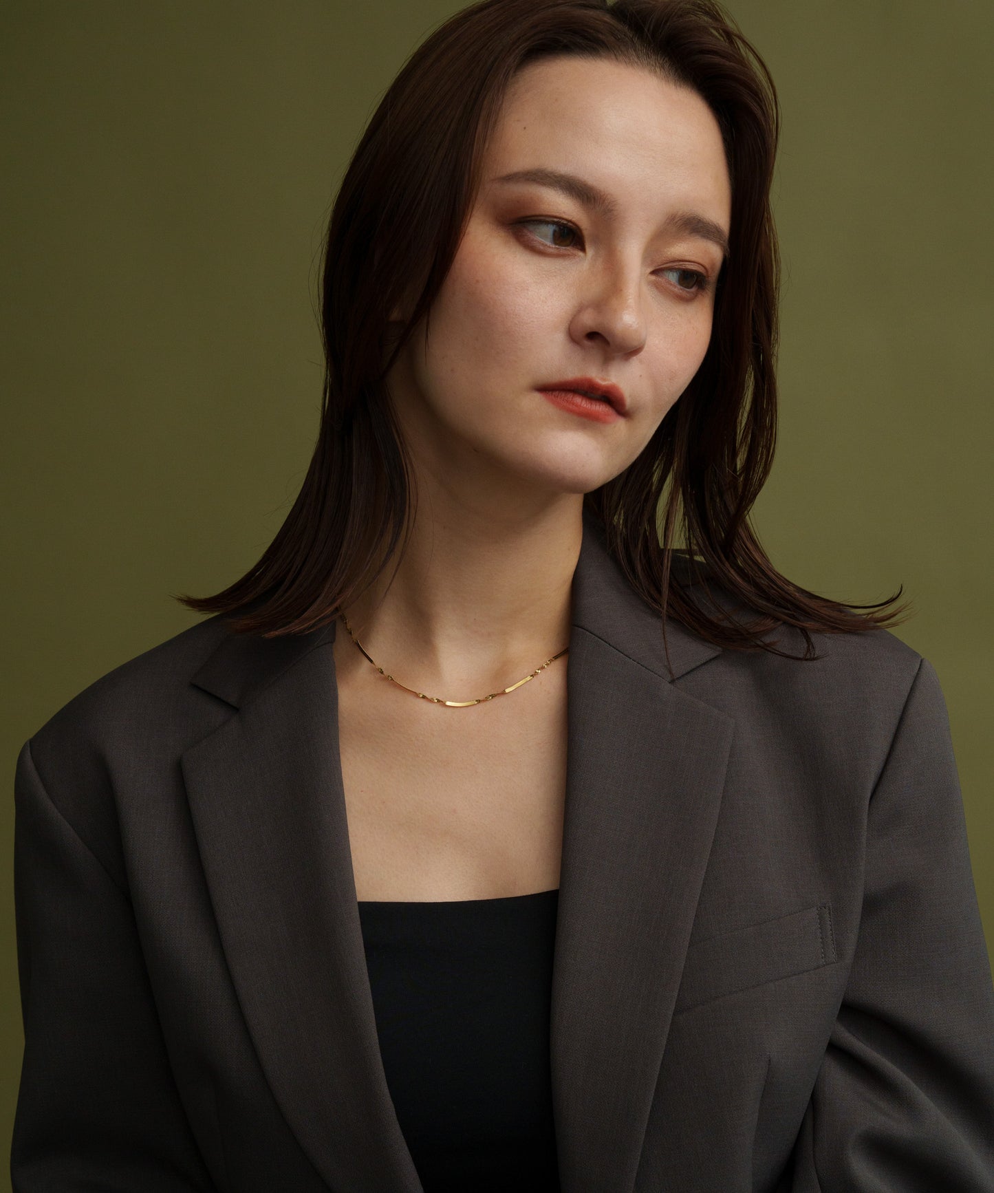 スペーシングツイストチェーンネックレス【Gold】